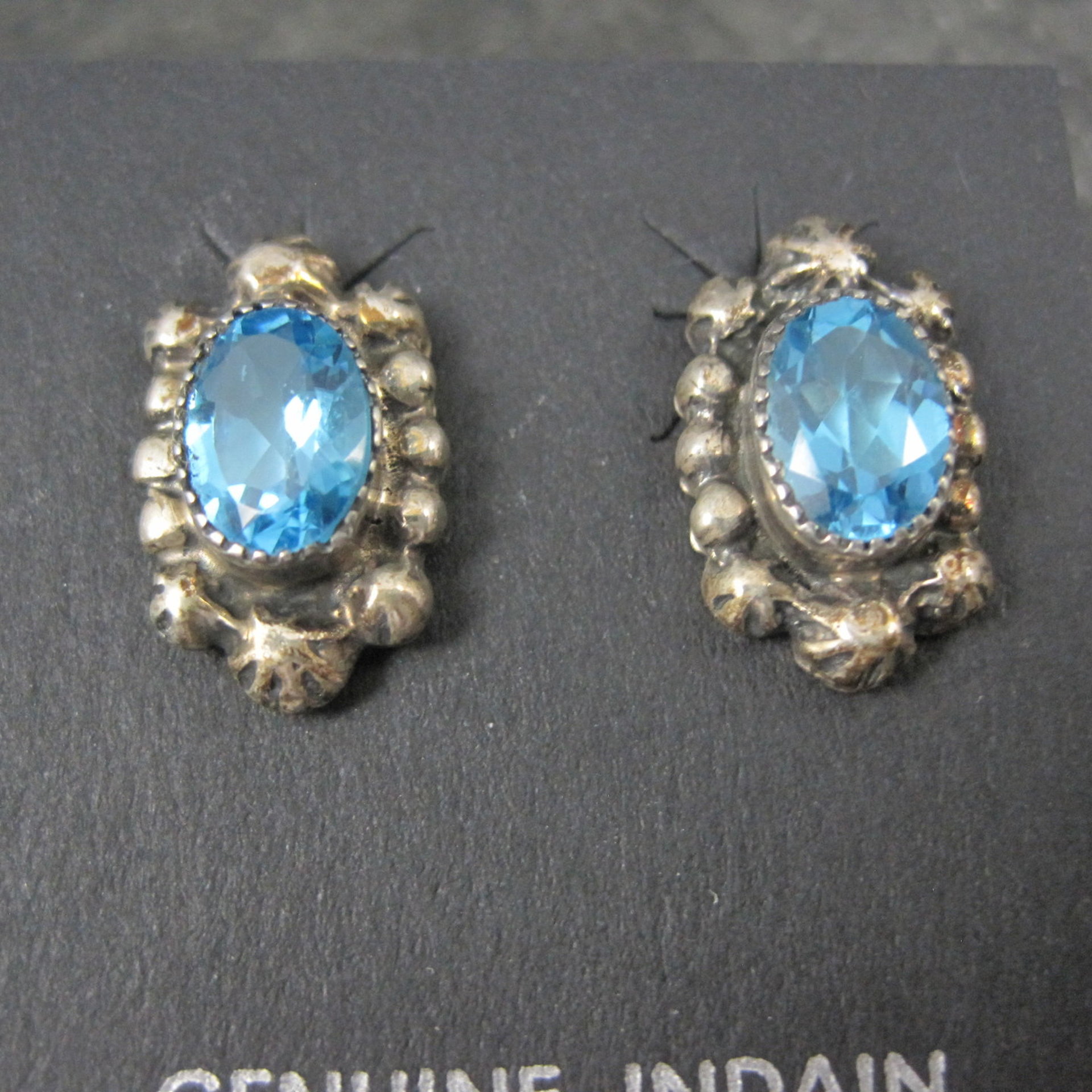 Southwestern Sterling Topaz Stud Earrings