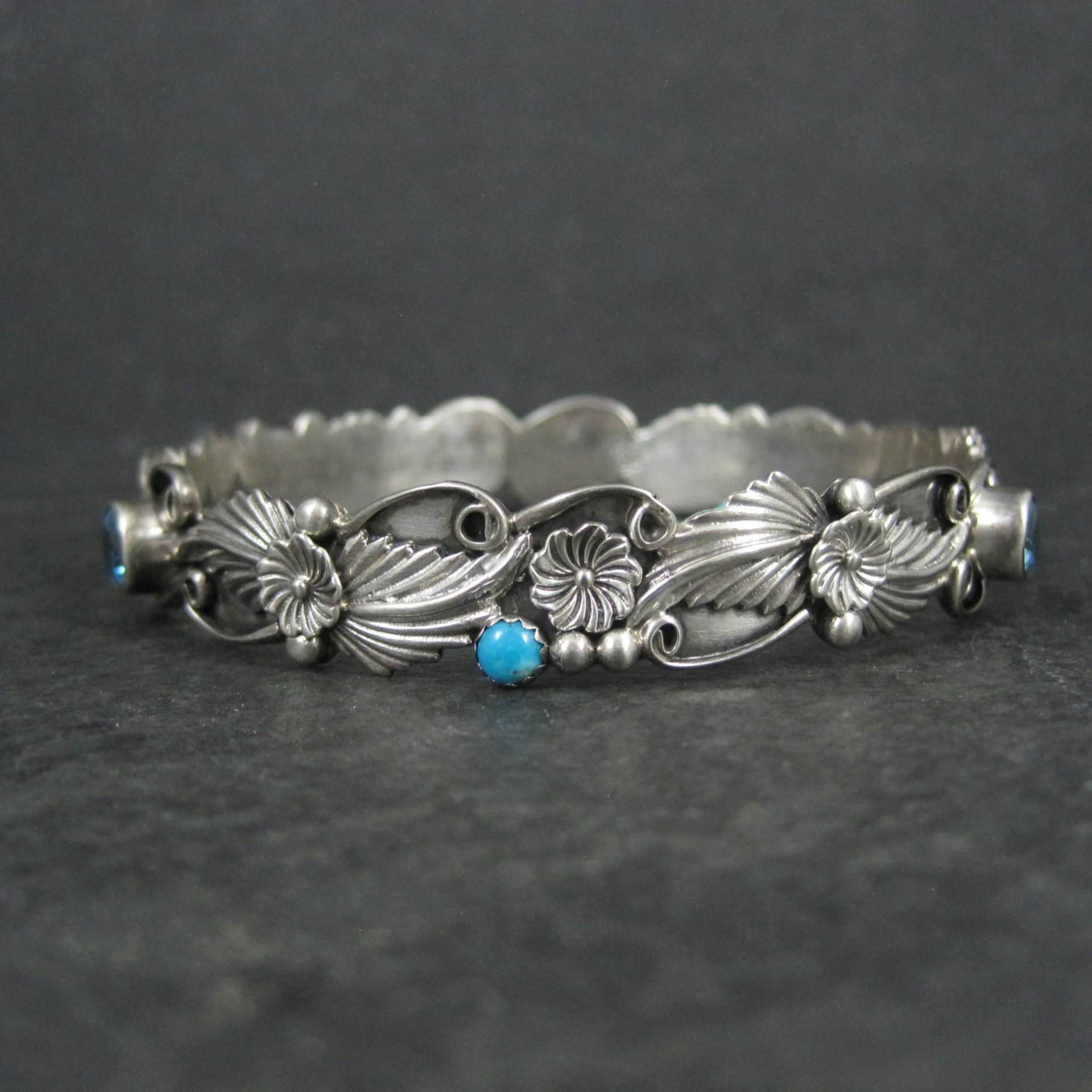 Southwestern Sterling Topaz Turquoise Bangle Bracelet