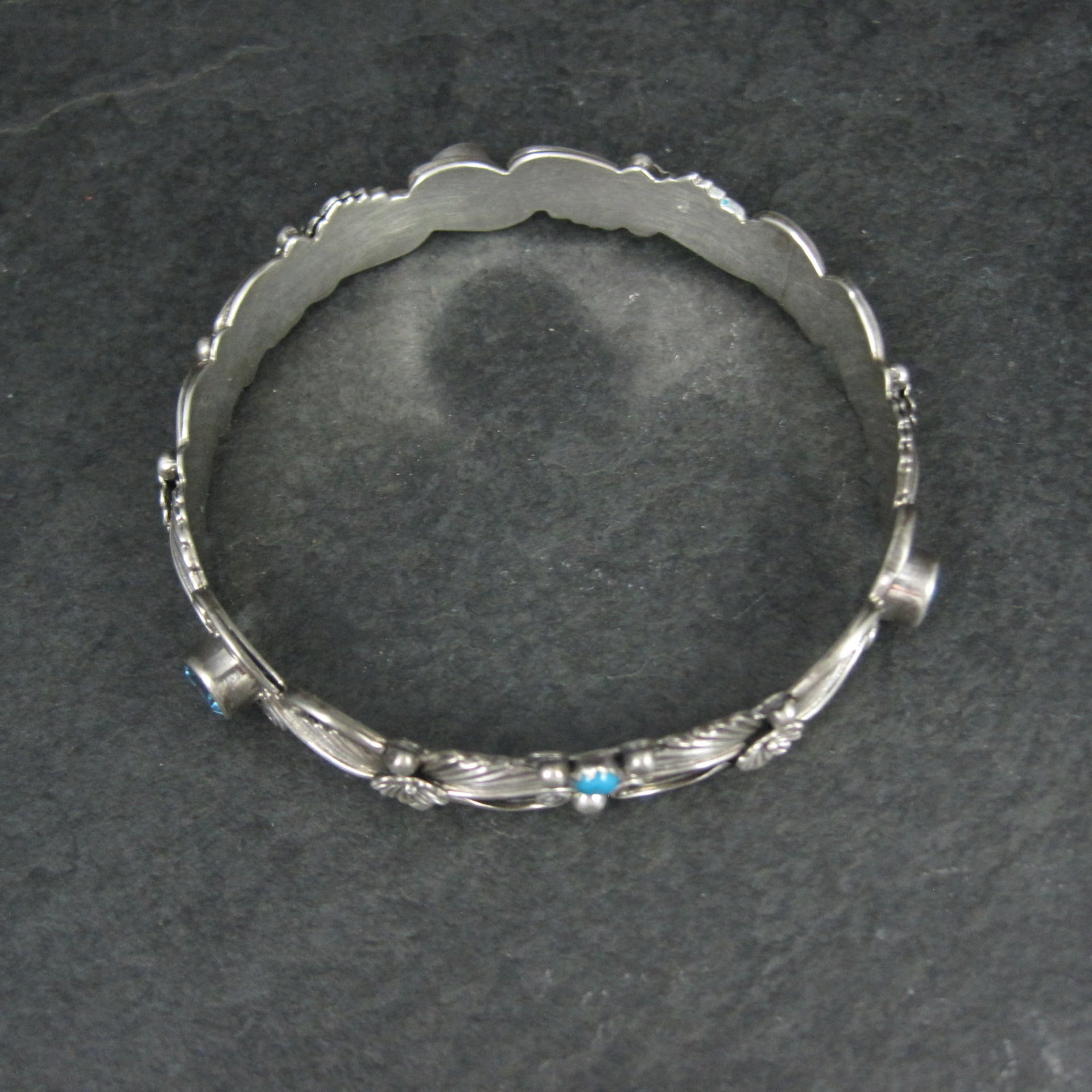 Southwestern Sterling Topaz Turquoise Bangle Bracelet