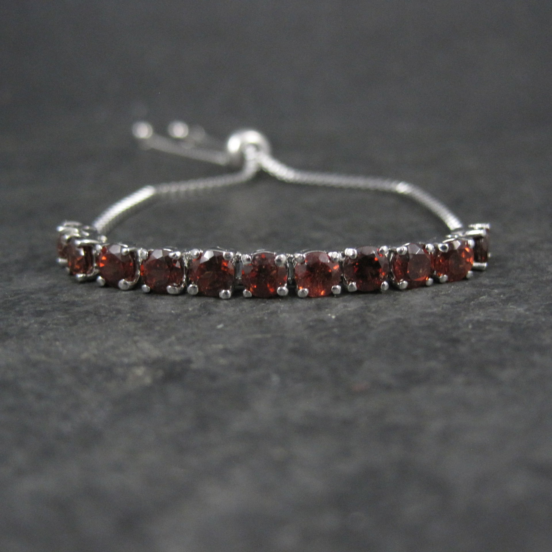 Genuine Garnet Bolo Bracelet Stainless Steel