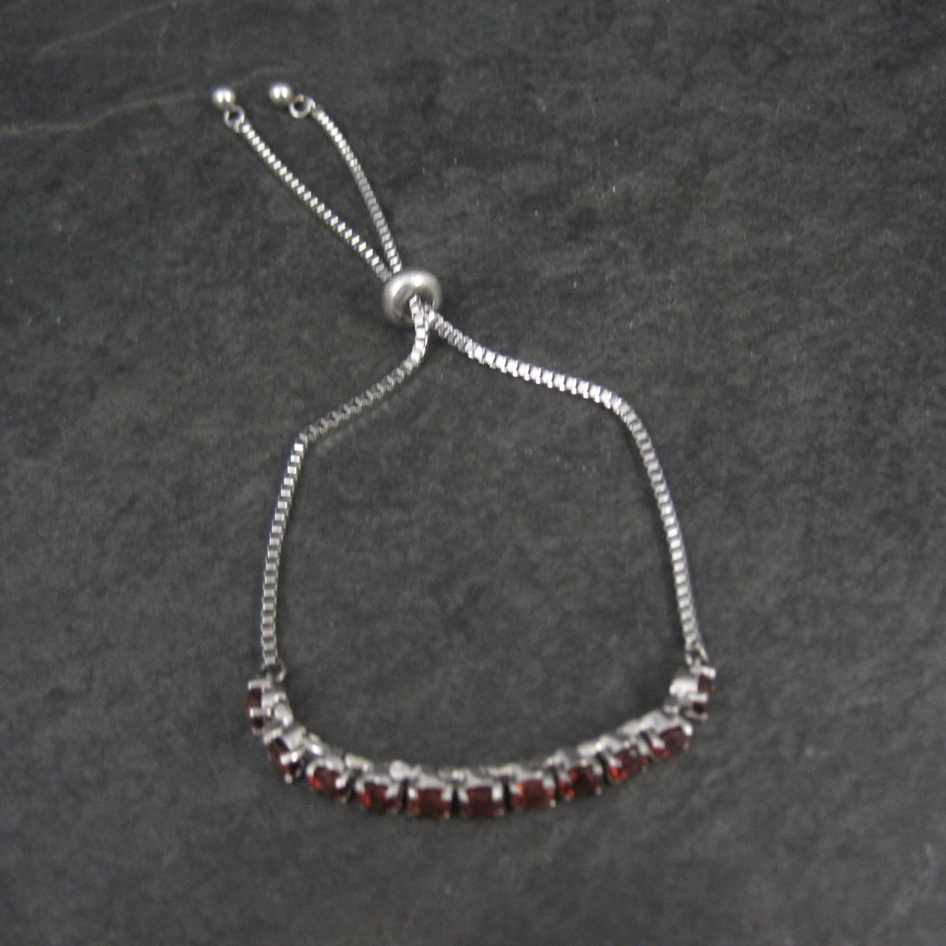 Genuine Garnet Bolo Bracelet Stainless Steel