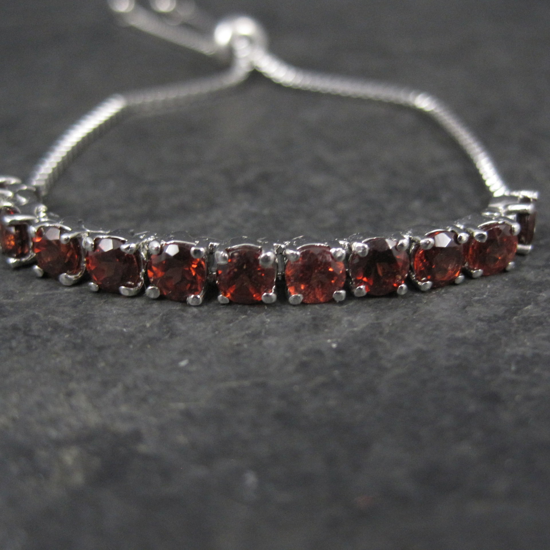 Genuine Garnet Bolo Bracelet Stainless Steel