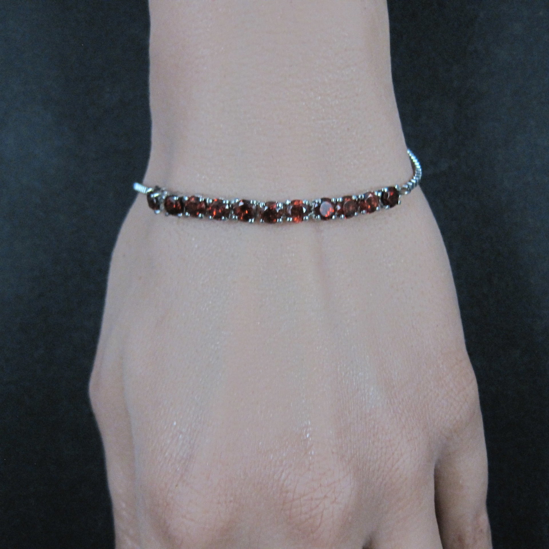 Genuine Garnet Bolo Bracelet Stainless Steel