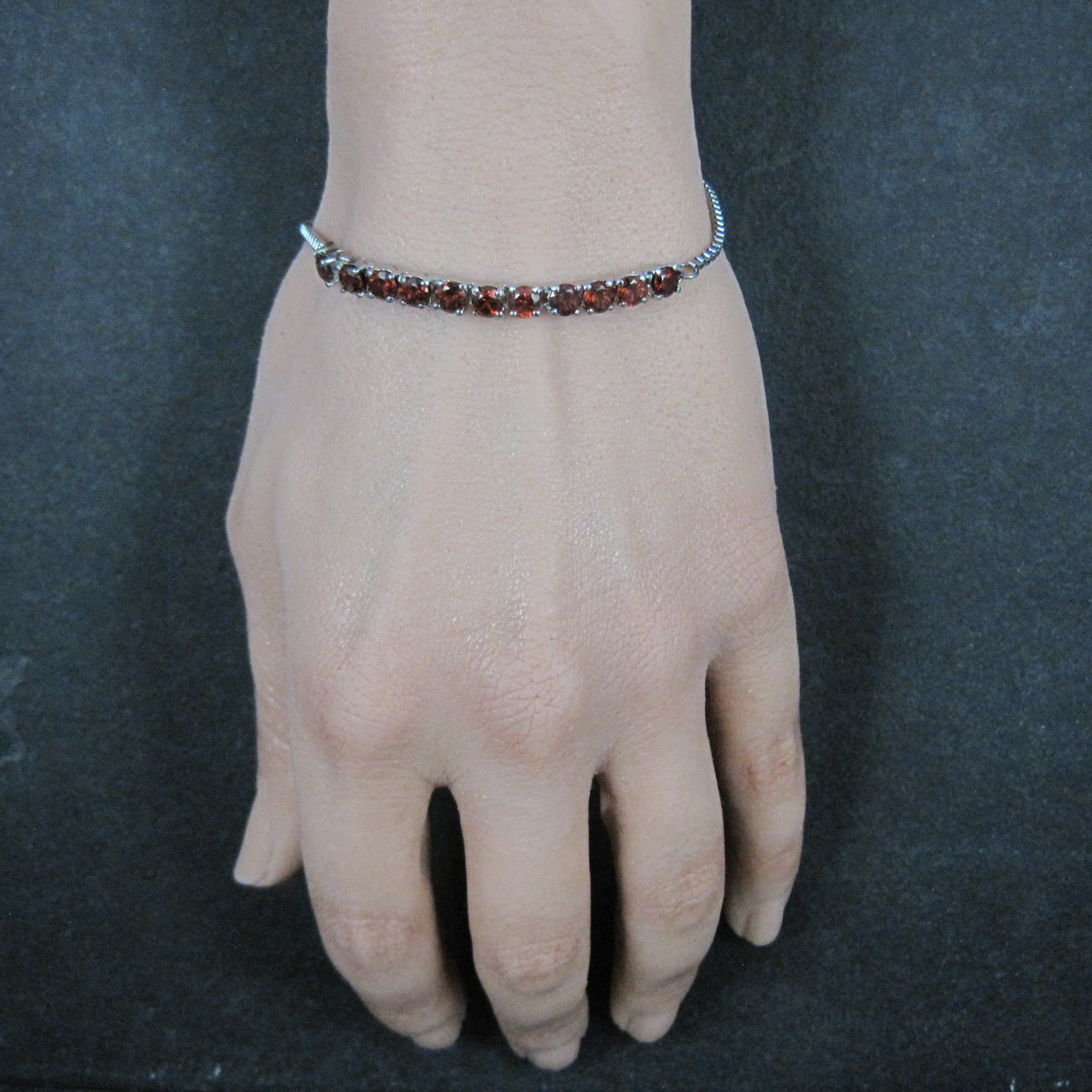 Genuine Garnet Bolo Bracelet Stainless Steel