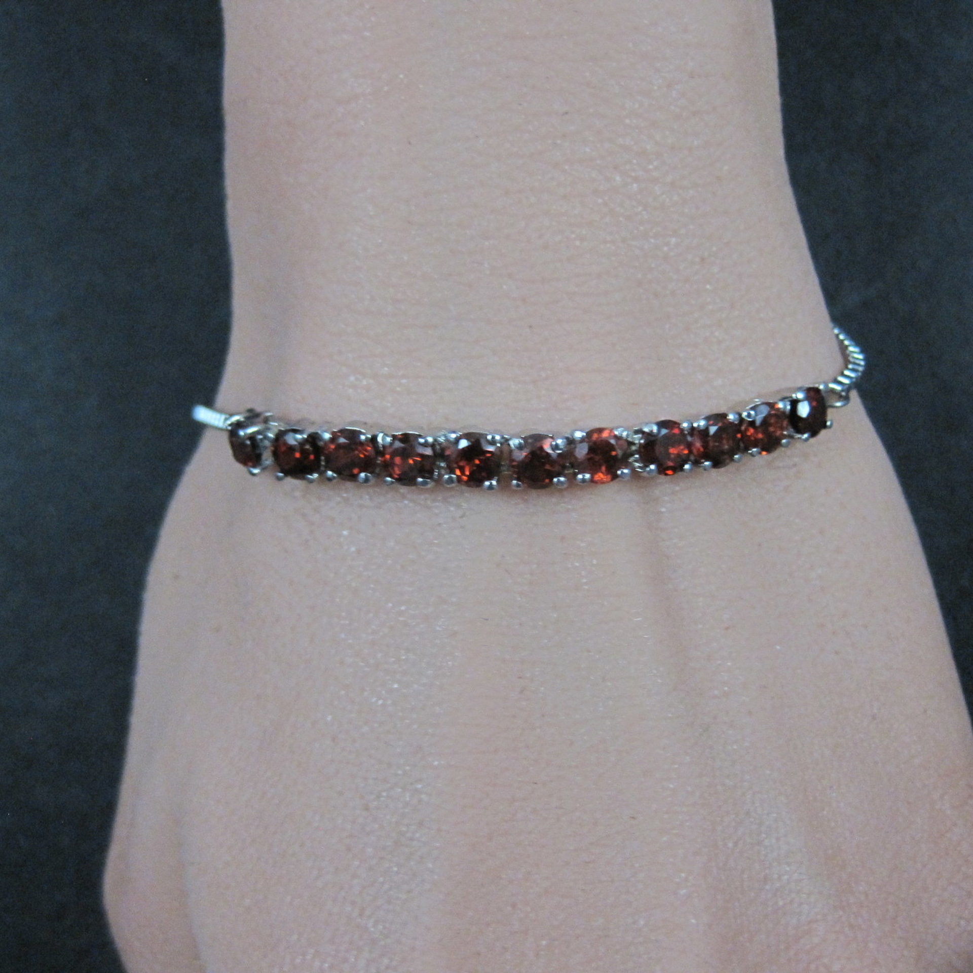 Genuine Garnet Bolo Bracelet Stainless Steel