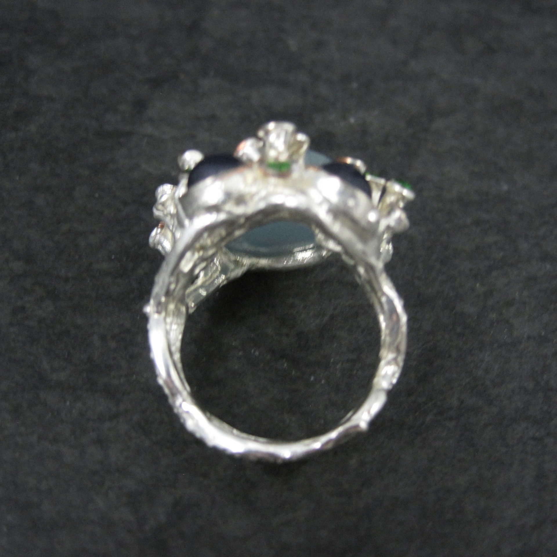 Artisan Sterling Silver Aquamarine Chrome Diopside Iolite Branch Ring Size 8