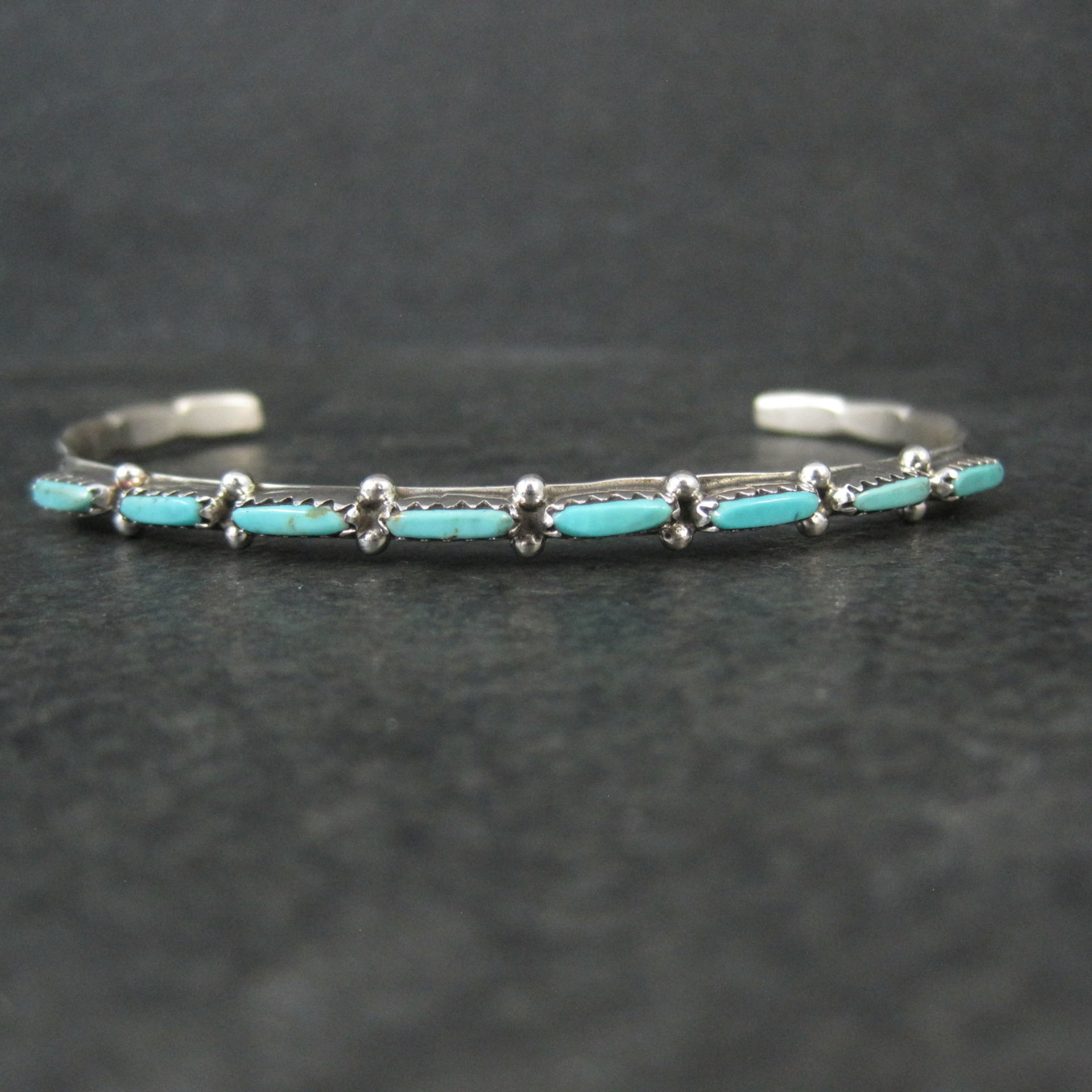Zuni Petite Point Turquoise Cuff Bracelet 6.5" 