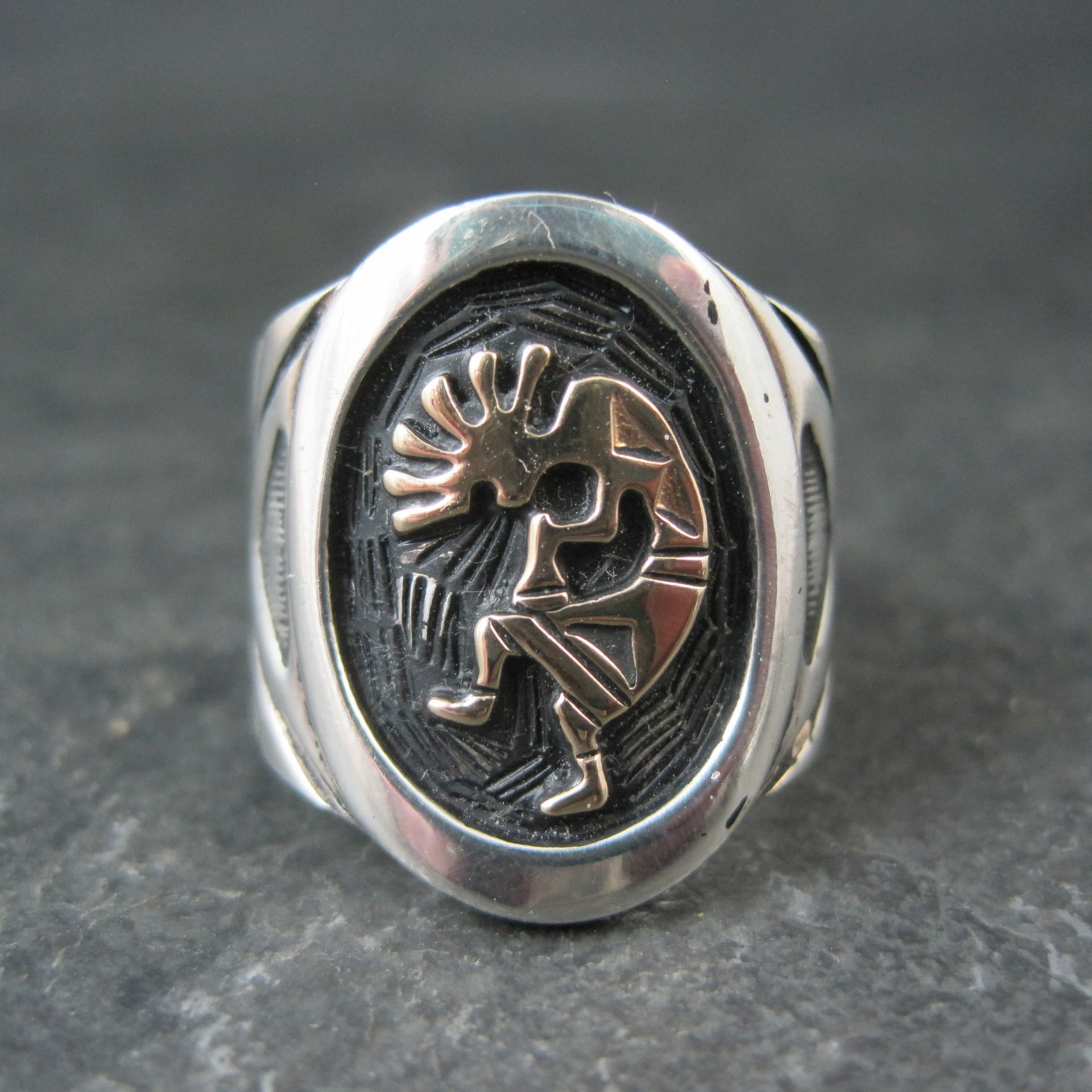 Vintage Sterling 14K Kokopelli Ring Size 6