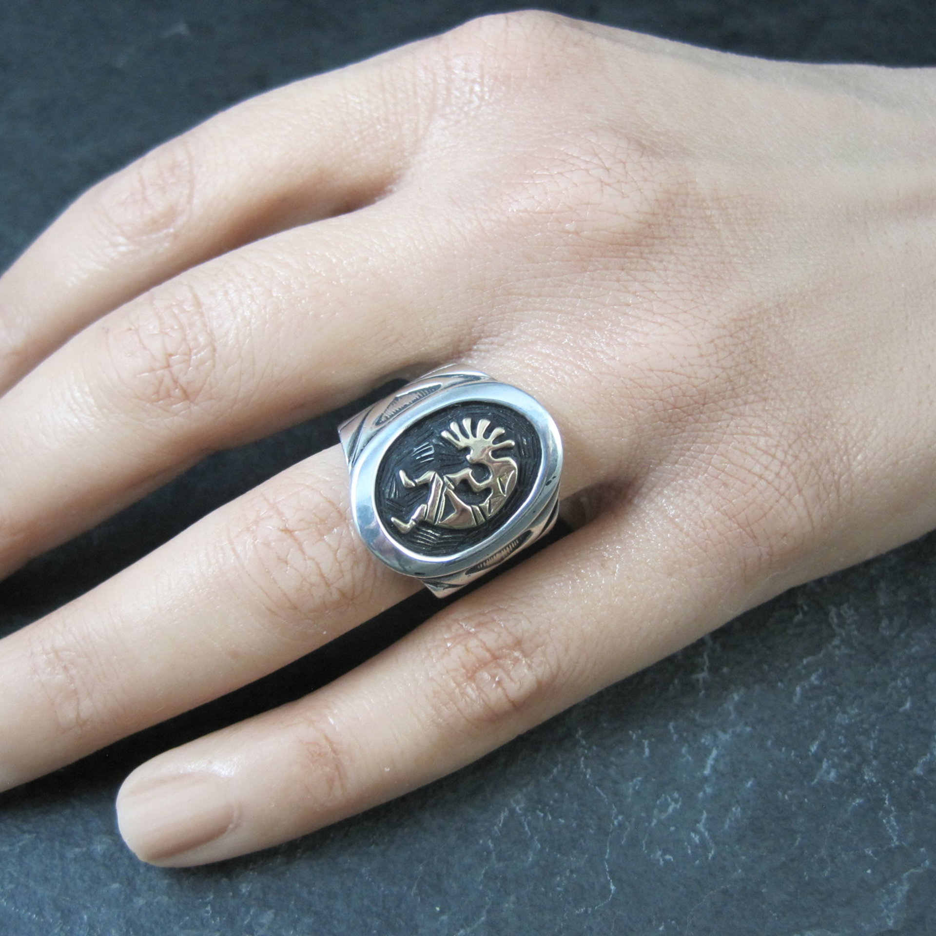 Vintage Sterling 14K Kokopelli Ring Size 6