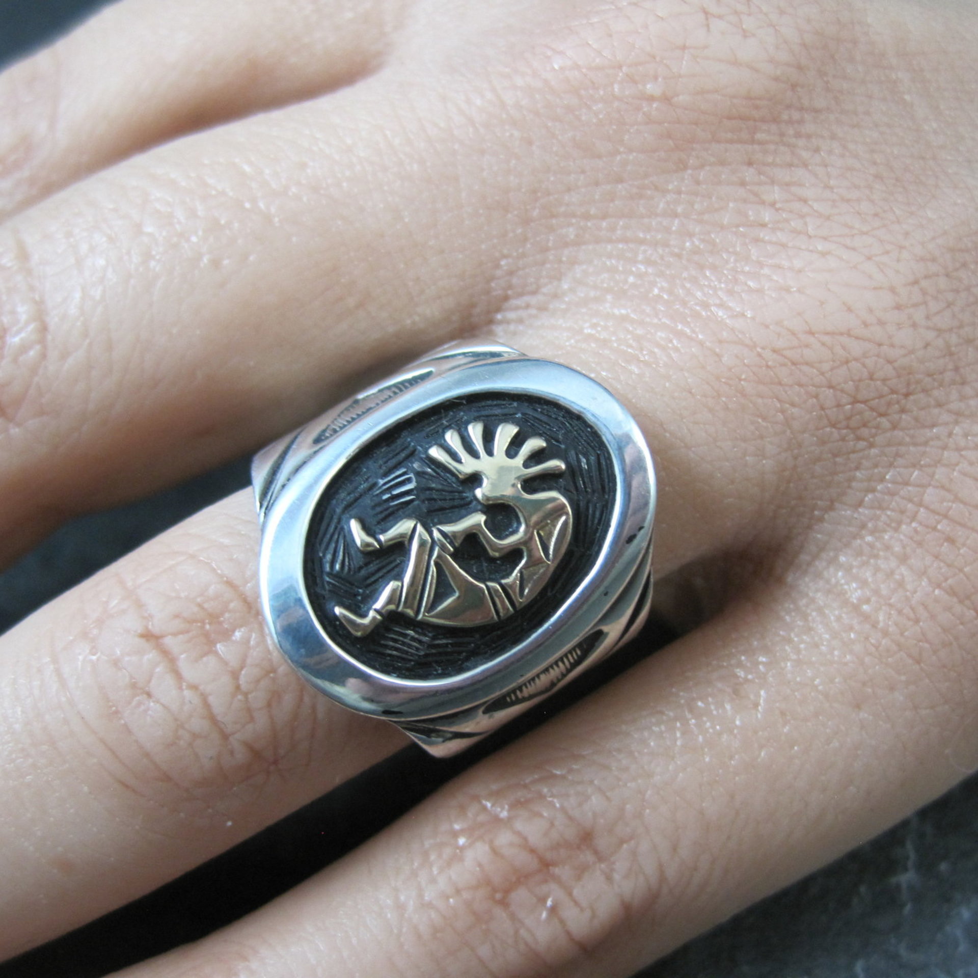 Vintage Sterling 14K Kokopelli Ring Size 6