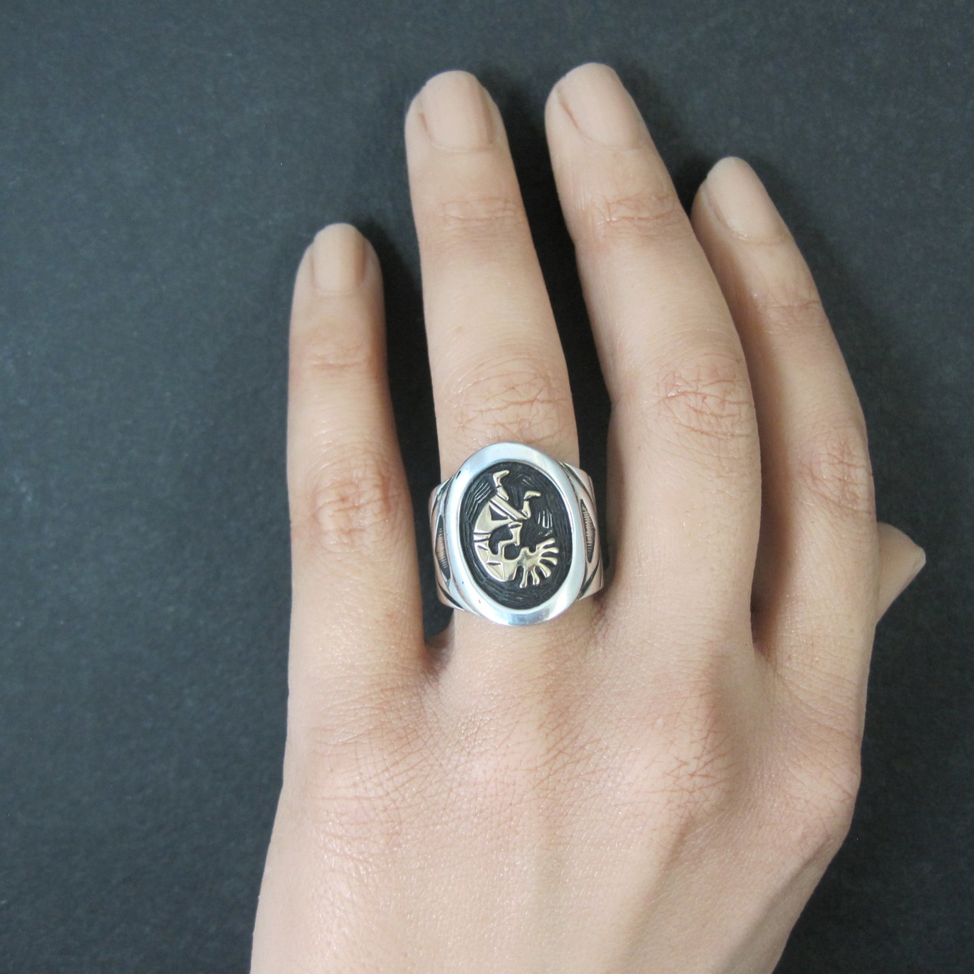 Vintage Sterling 14K Kokopelli Ring Size 6