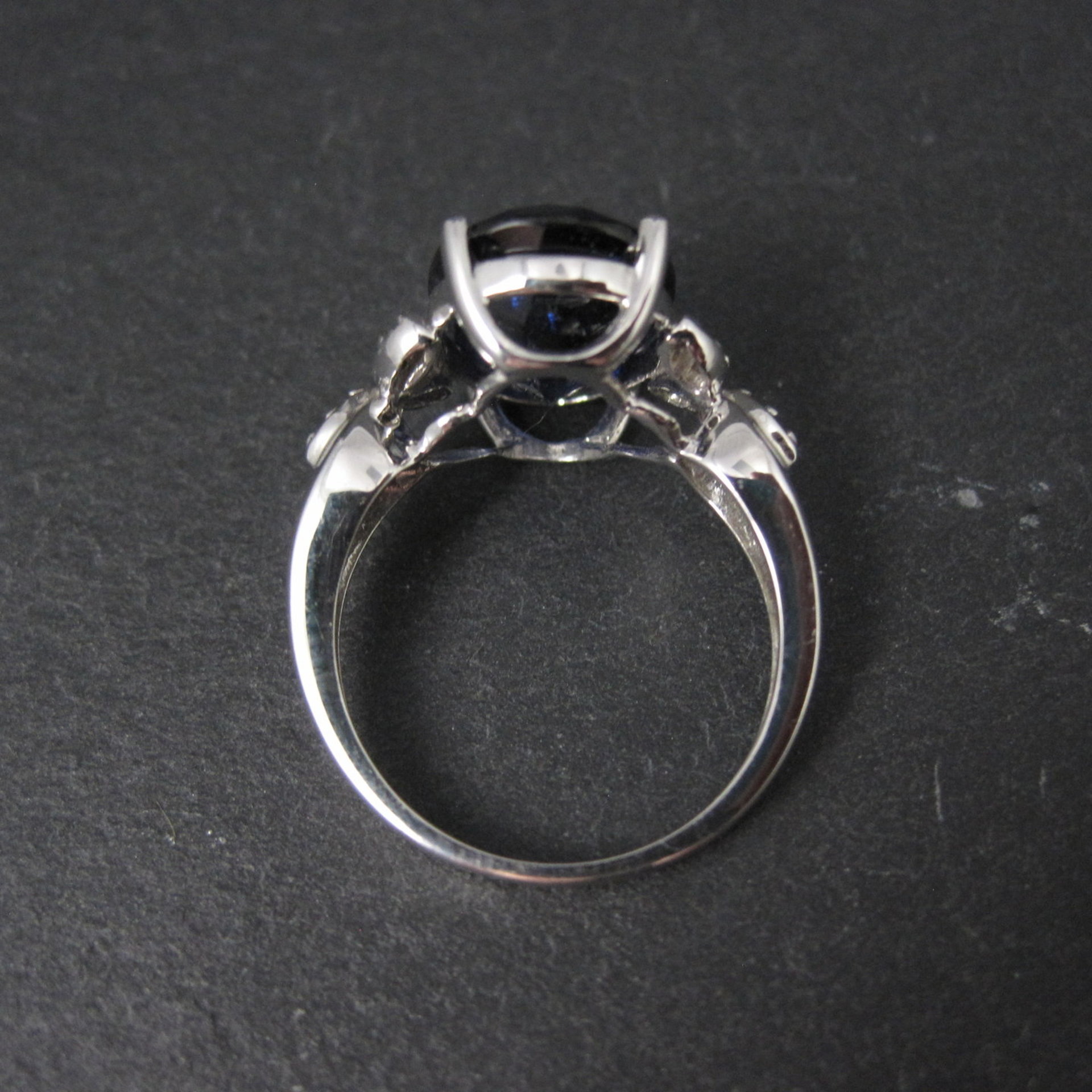 Estate 10K White Gold Sapphire and Diamond Ring Size 7