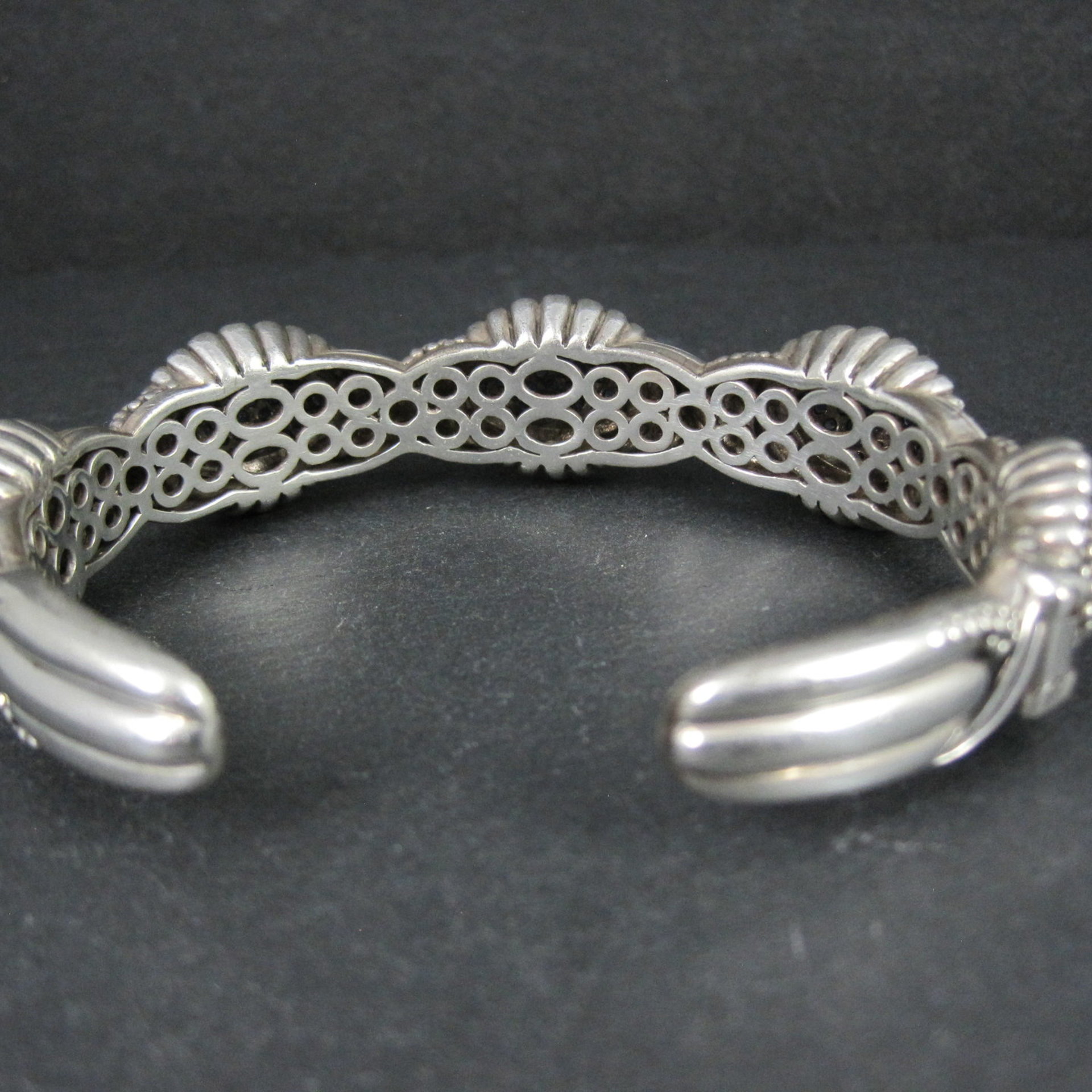 Lagos Muse Caviar Blue Sapphire Cuff Bracelet 6.34" Sterling Silver