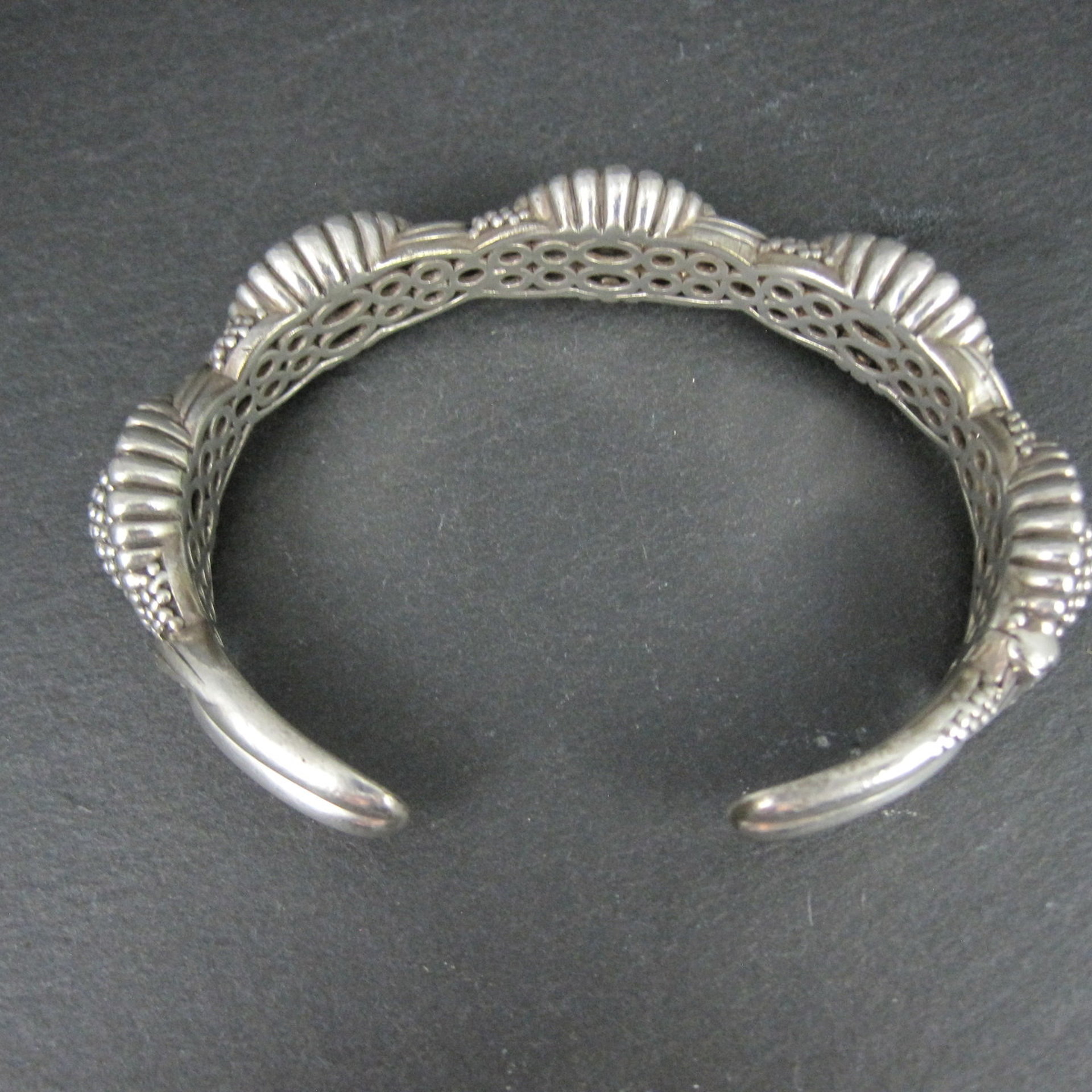Lagos Muse Caviar Blue Sapphire Cuff Bracelet 6.34" Sterling Silver