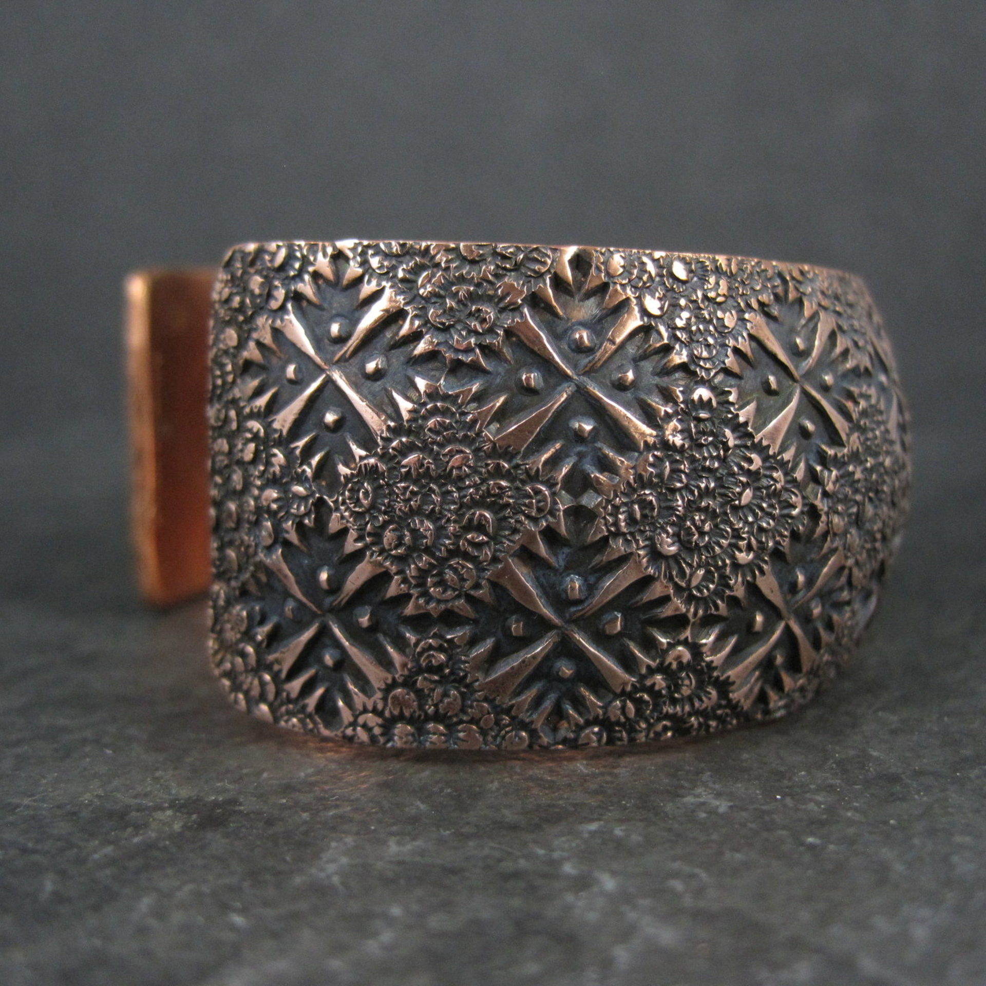 Wide Copper Cuff Bracelet Navajo Dakota Willie 6.5 Inches