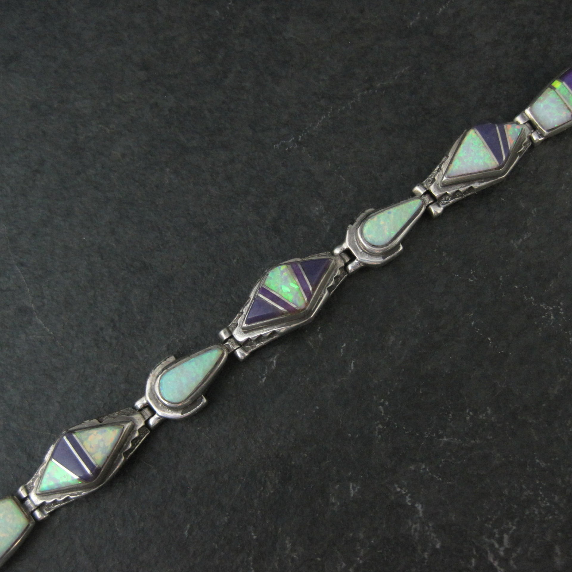 Calvin Begay Opal Sugilite Inlay Sterling Silver JP Link Bracelet