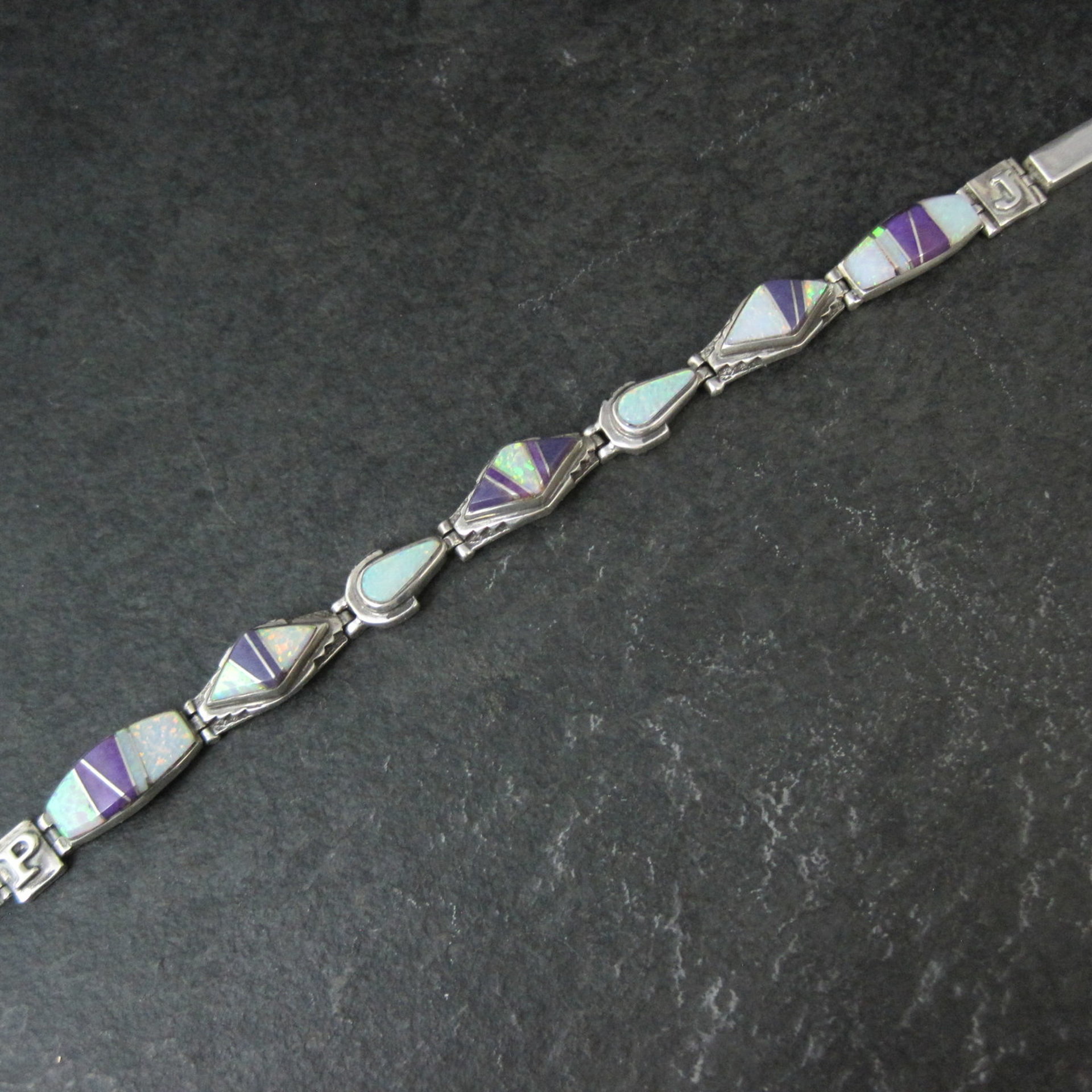 Calvin Begay Opal Sugilite Inlay Sterling Silver JP Link Bracelet