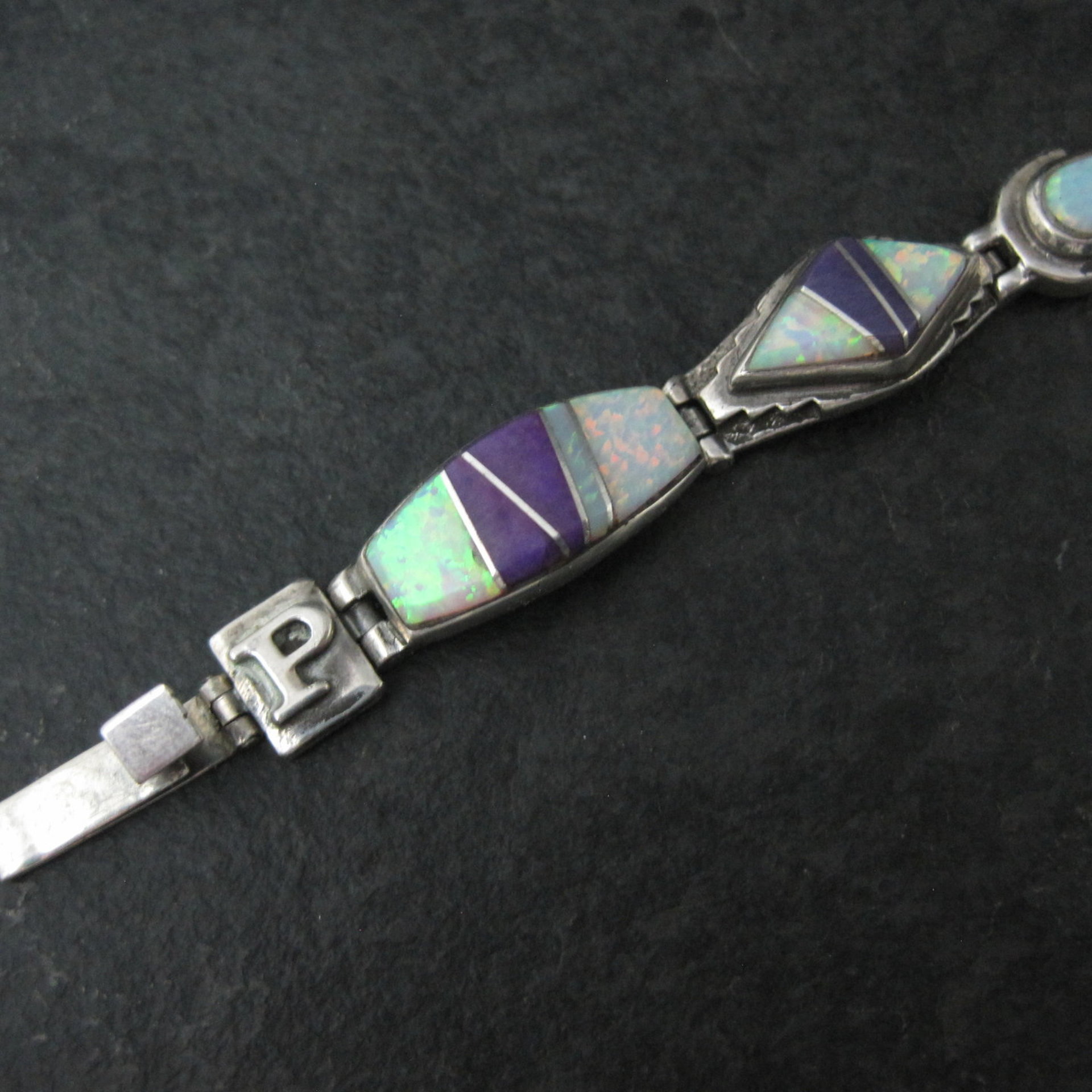 Calvin Begay Opal Sugilite Inlay Sterling Silver JP Link Bracelet