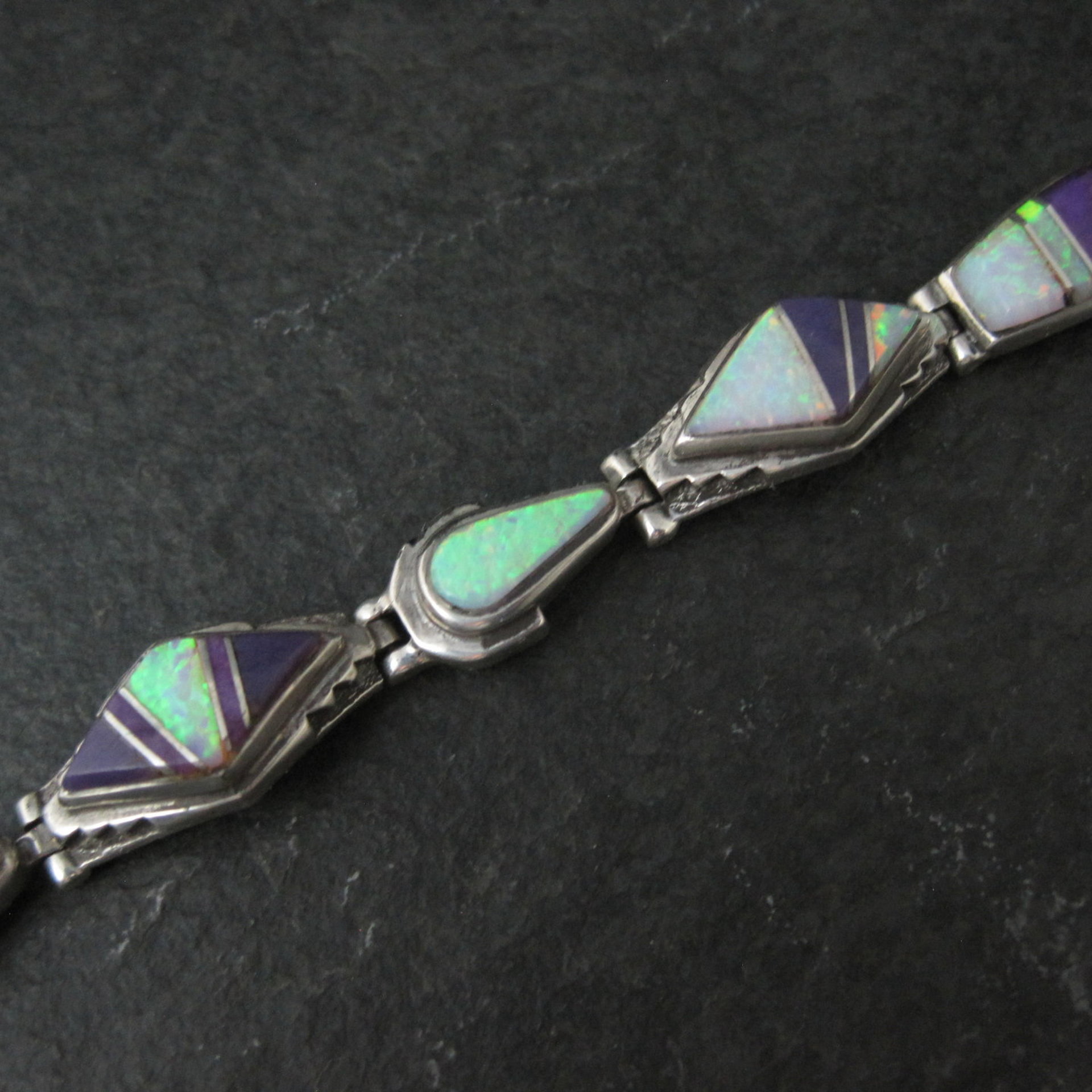 Calvin Begay Opal Sugilite Inlay Sterling Silver JP Link Bracelet