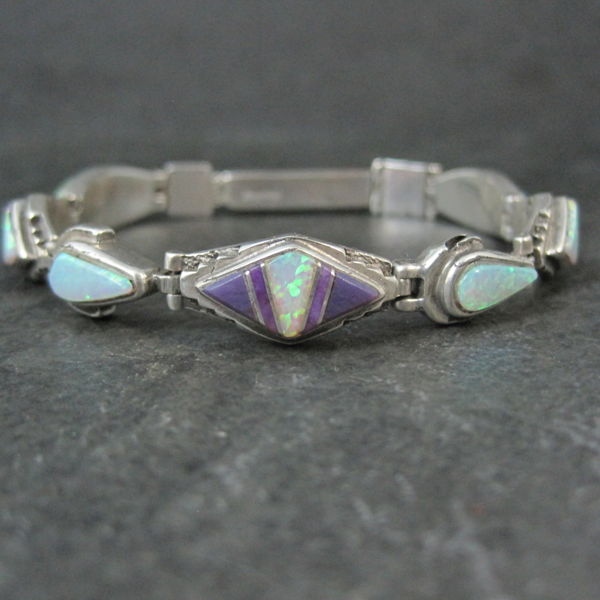 Calvin Begay Opal Sugilite Inlay Sterling Silver JP Link Bracelet