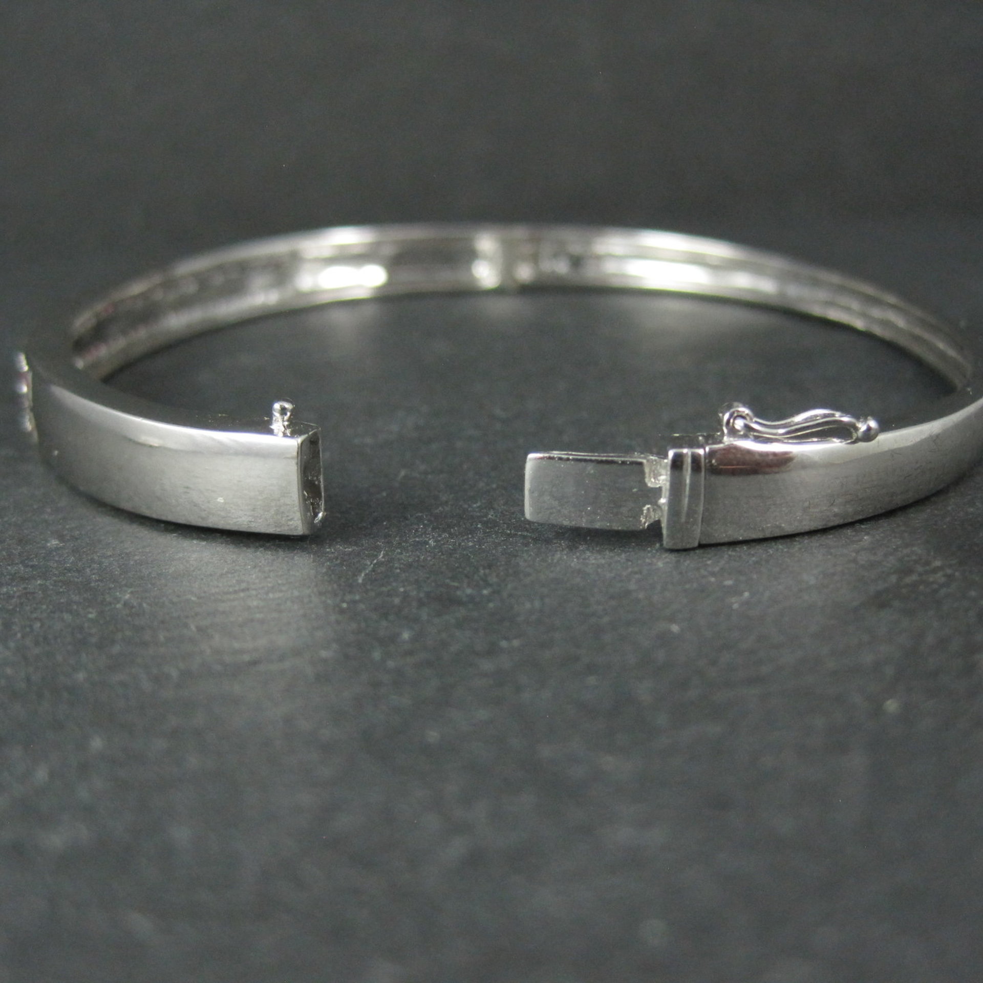 Sterling Silver Ruby Bangle Bracelet 7.25 Inches