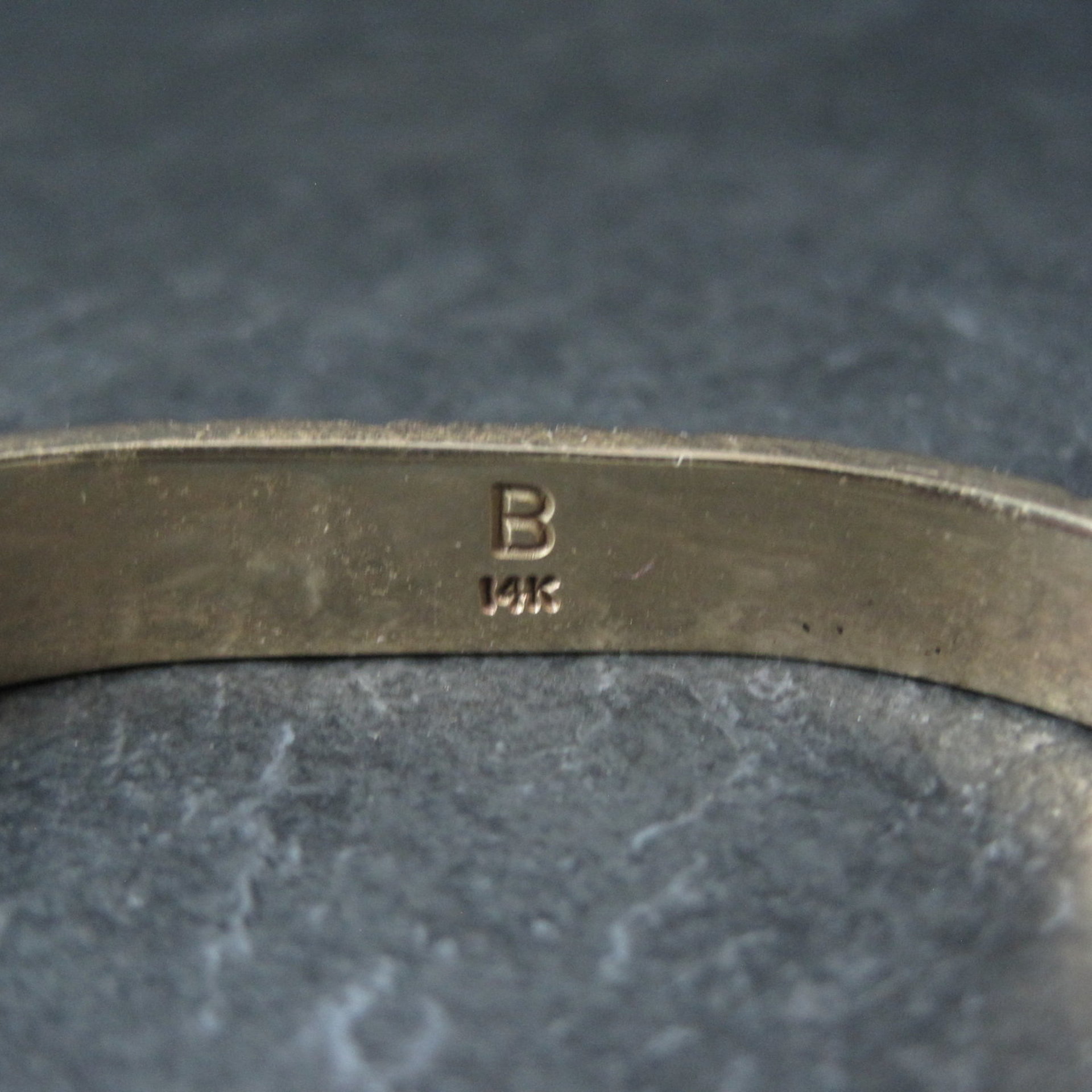 Vintage 14K Coral Opal Inlay Cuff Bracelet 5.75 Inches