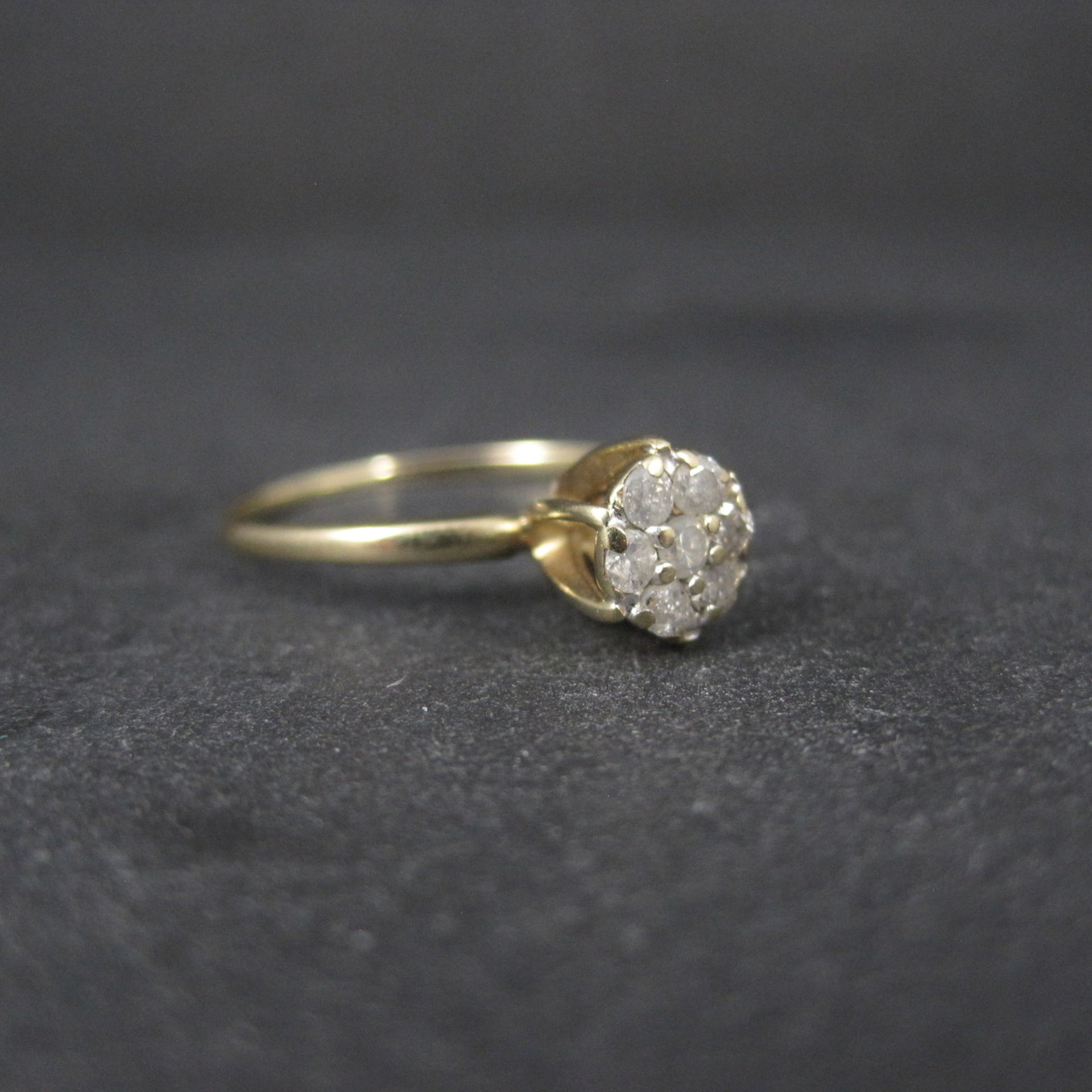 Dainty Vintage 10K High Set Diamond Cluster Ring Size 6