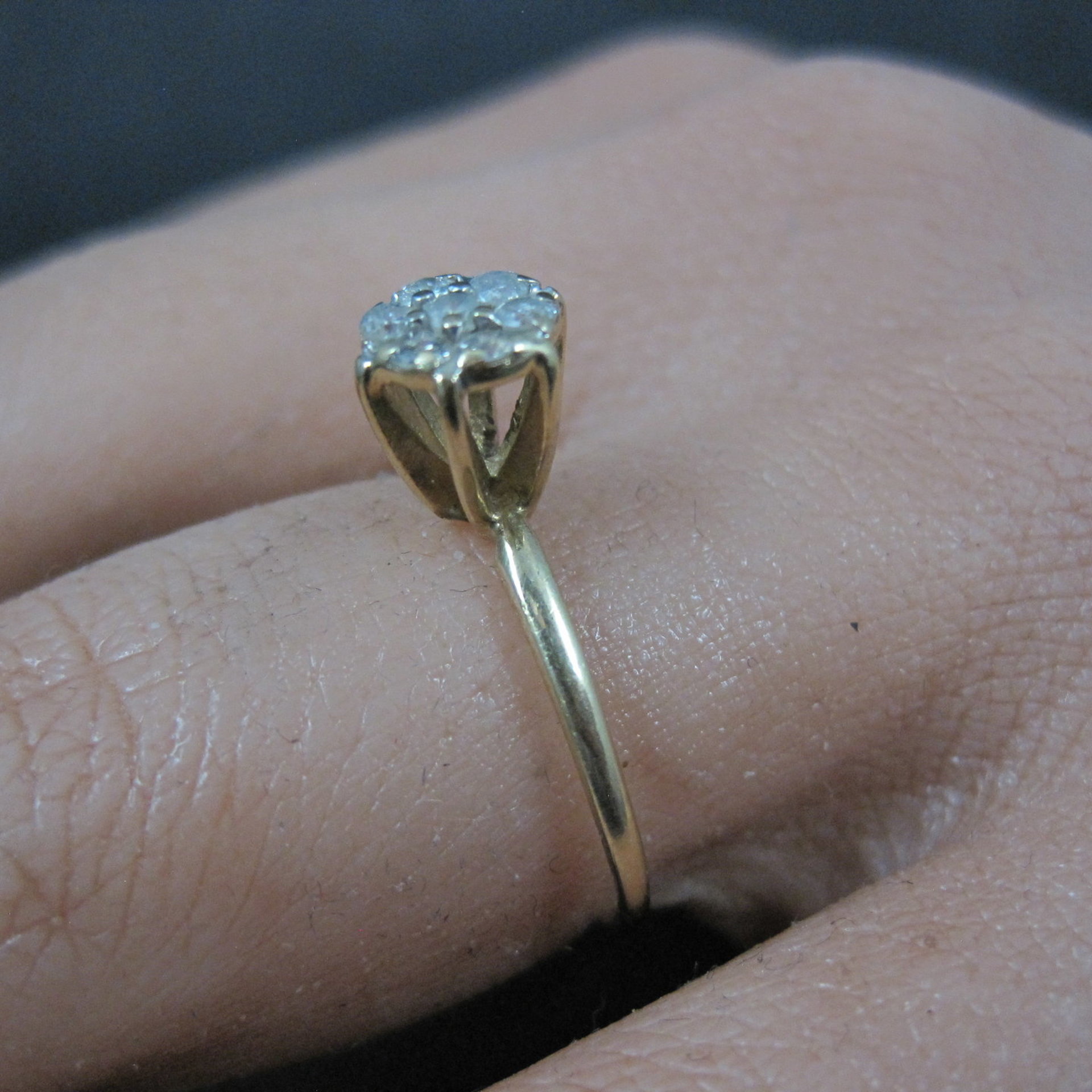 Dainty Vintage 10K High Set Diamond Cluster Ring Size 6