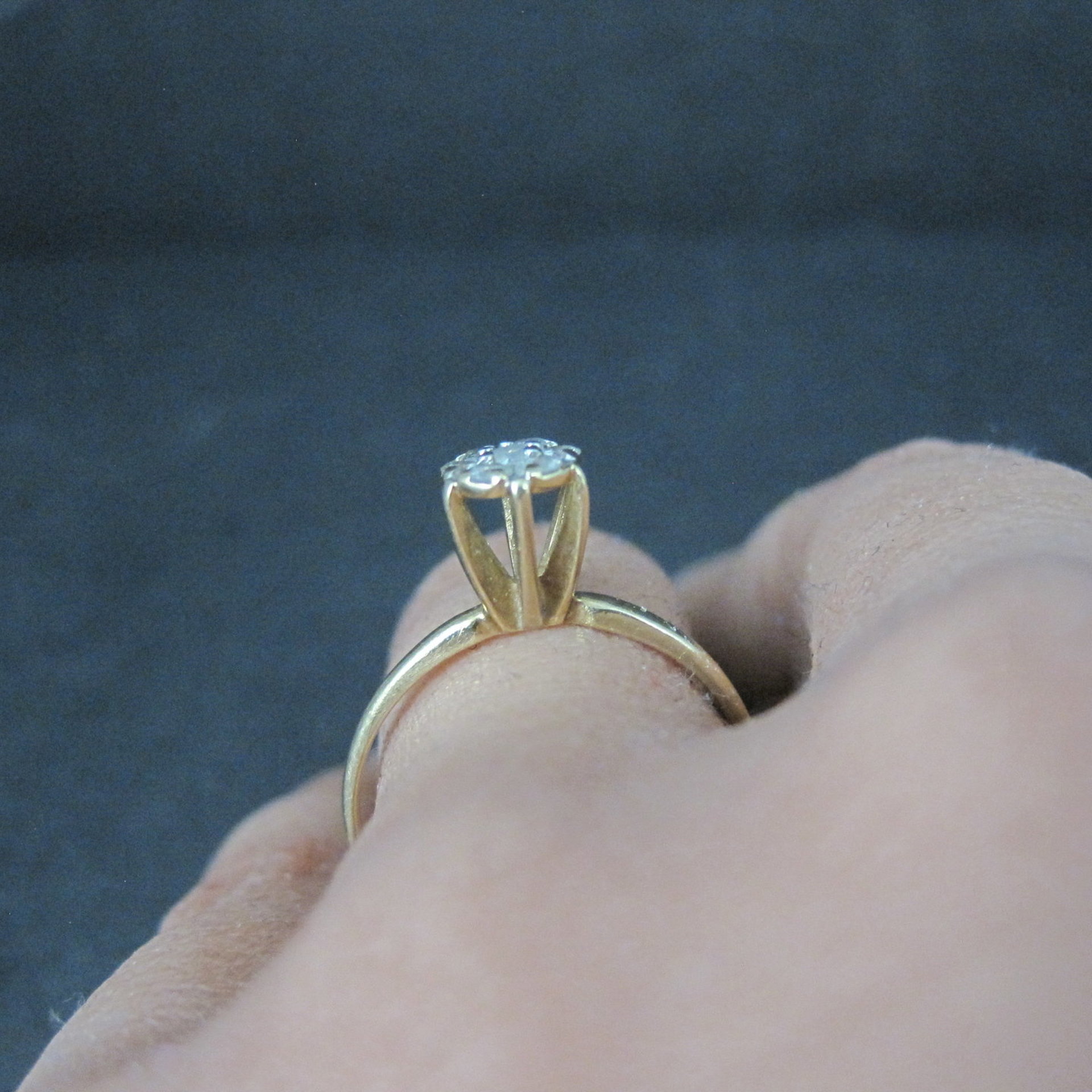 Dainty Vintage 10K High Set Diamond Cluster Ring Size 6