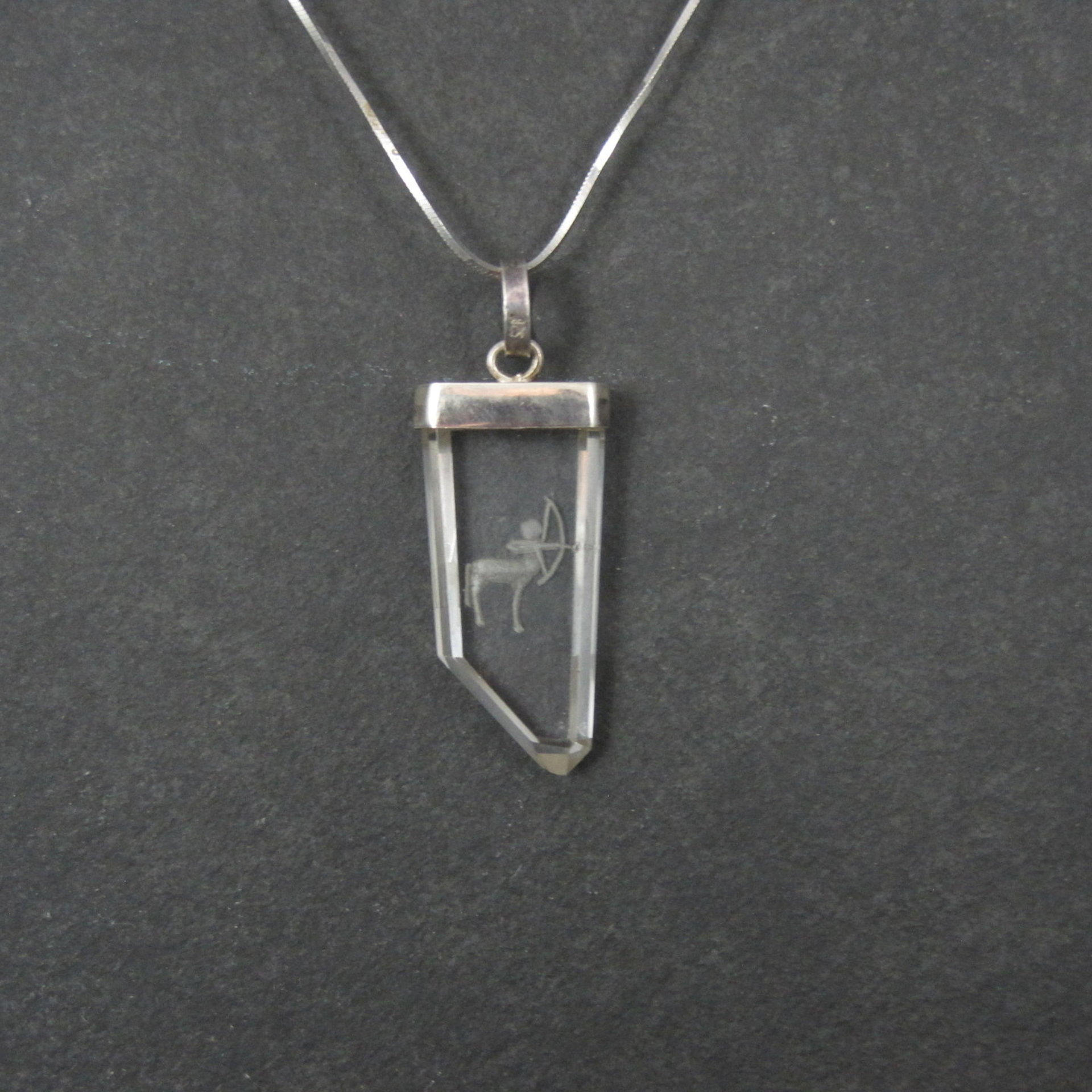 Vintage Sterling Silver Quartz Sagittarius Pendant Necklace
