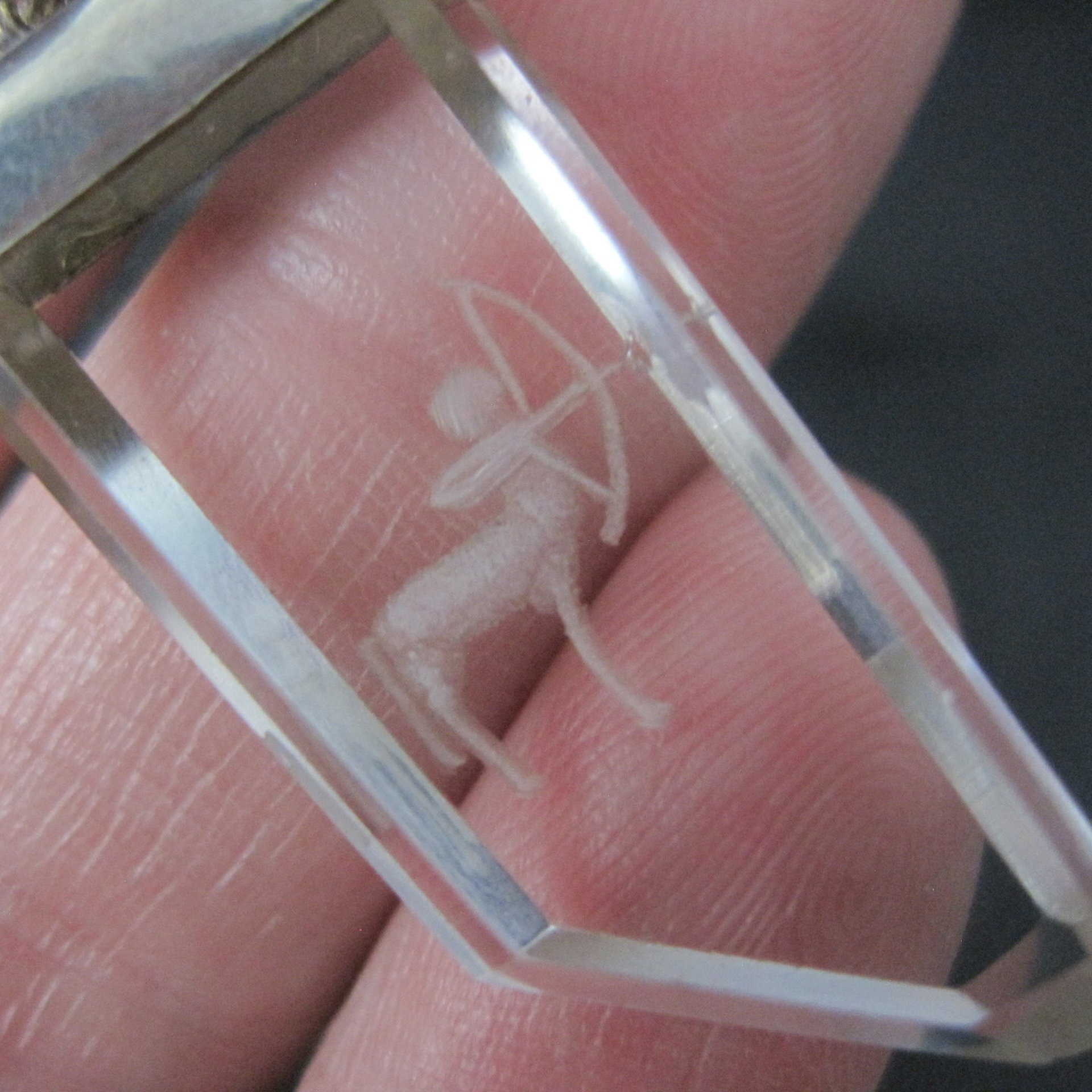 Vintage Sterling Silver Quartz Sagittarius Pendant Necklace