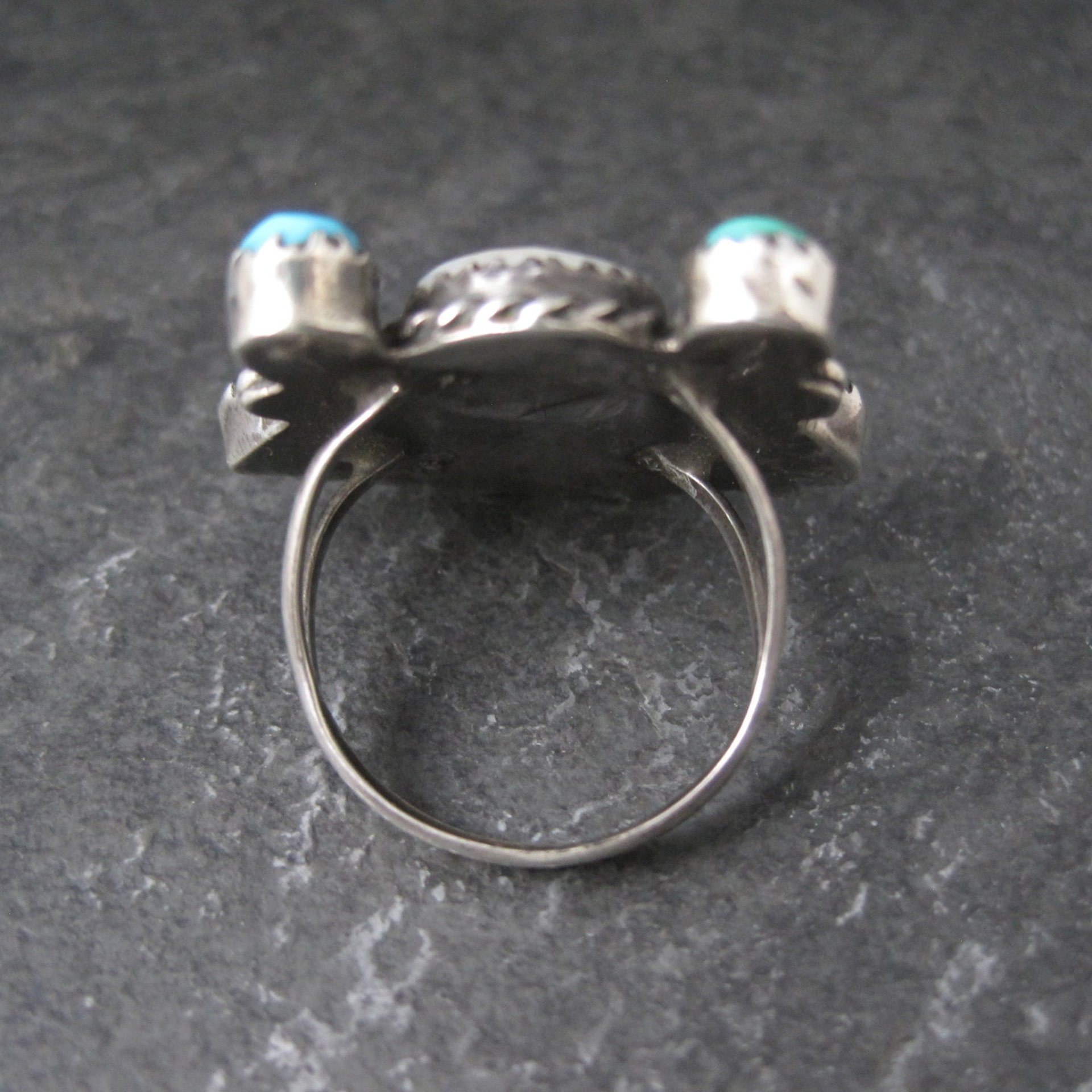 Vintage Southwestern Sterling Silver Inlaid Sunface Ring Size 10