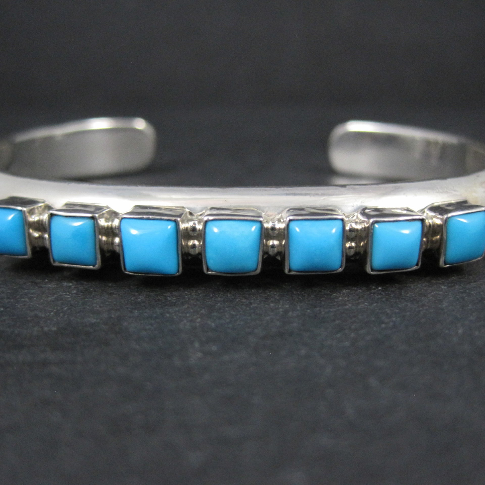 Navajo Kingman Turquoise Cuff Bracelet 6.5 Inches Sterling Silver Thomas Yazzie