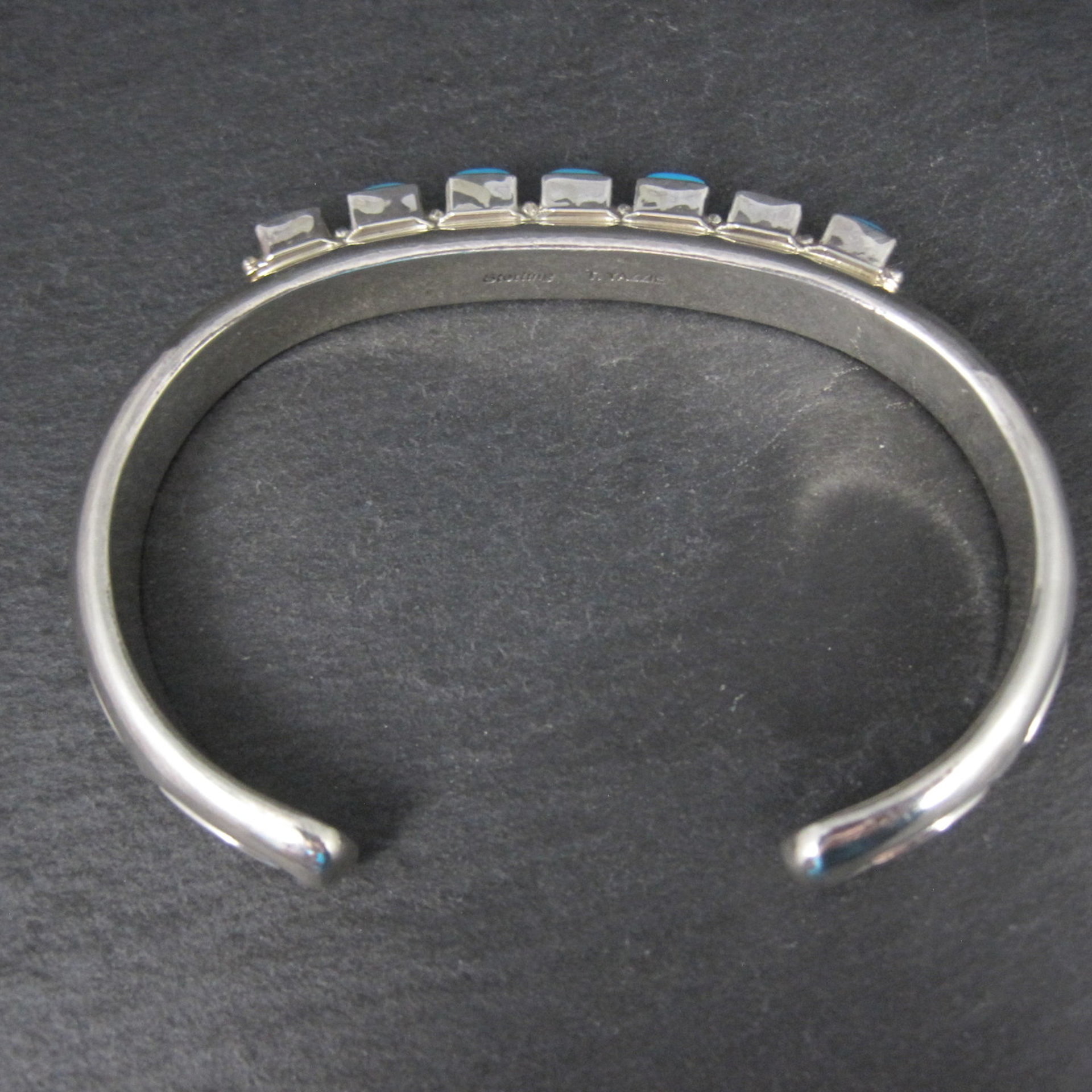 Navajo Kingman Turquoise Cuff Bracelet 6.5 Inches Sterling Silver Thomas Yazzie