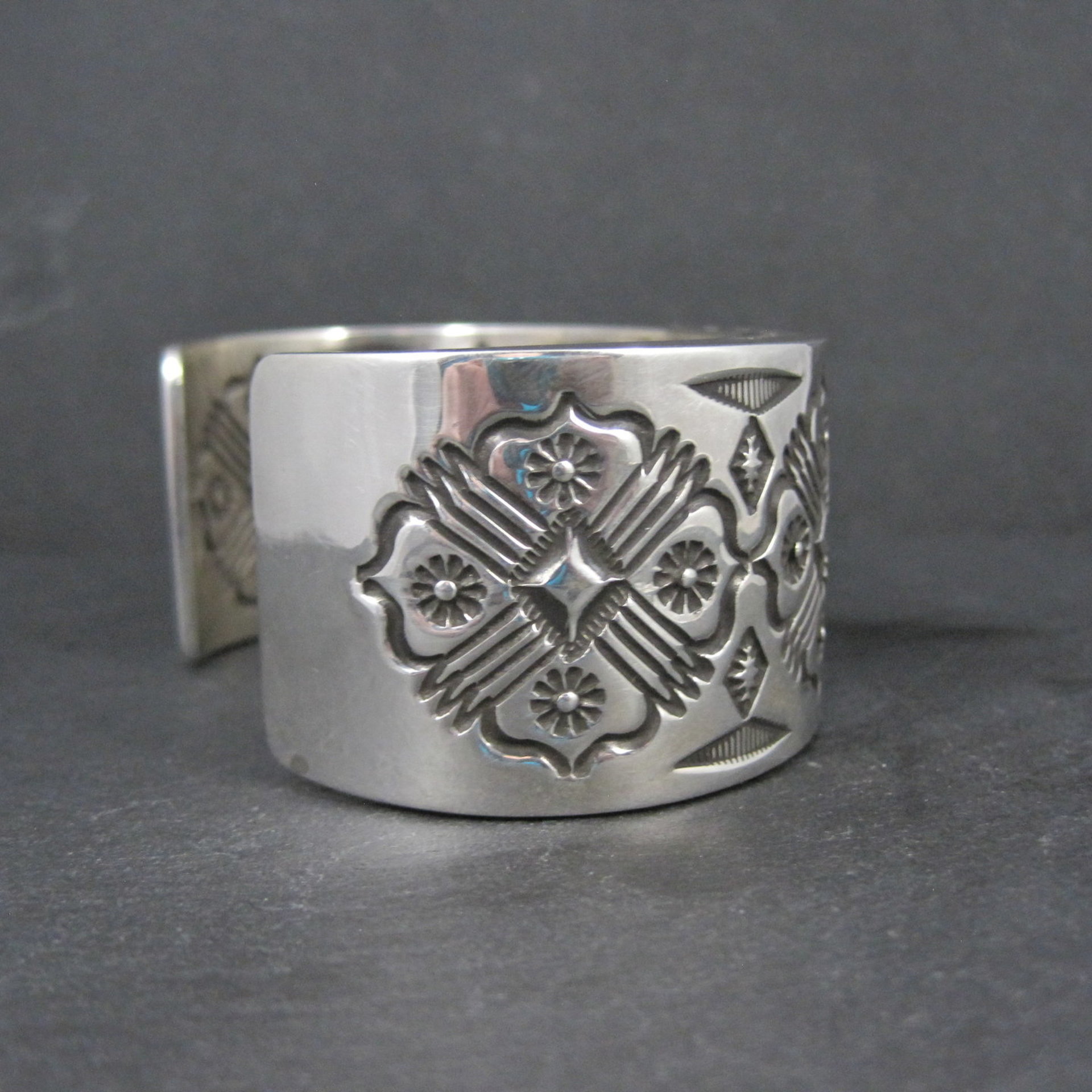 Heavy Thick Native American Sterling Cuff Bracelet 7 Inches Navajo Leander Tahe One of A Kind