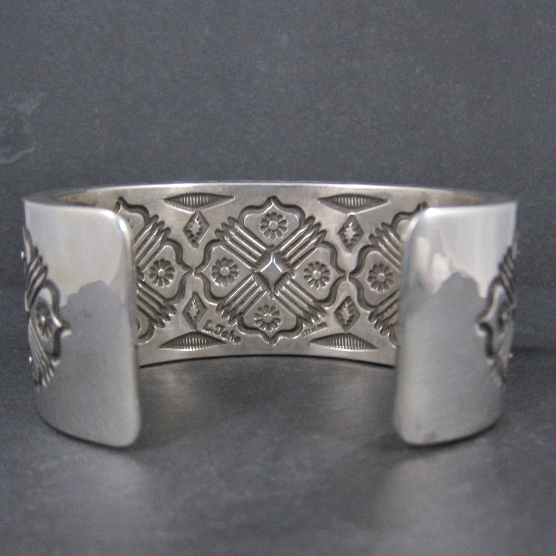 Heavy Thick Native American Sterling Cuff Bracelet 7 Inches Navajo Leander Tahe One of A Kind