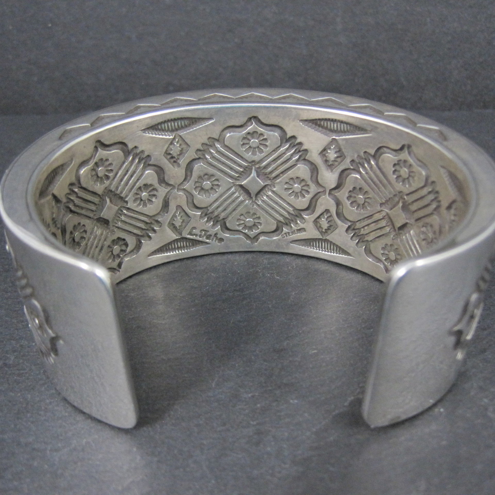 Heavy Thick Native American Sterling Cuff Bracelet 7 Inches Navajo Leander Tahe One of A Kind