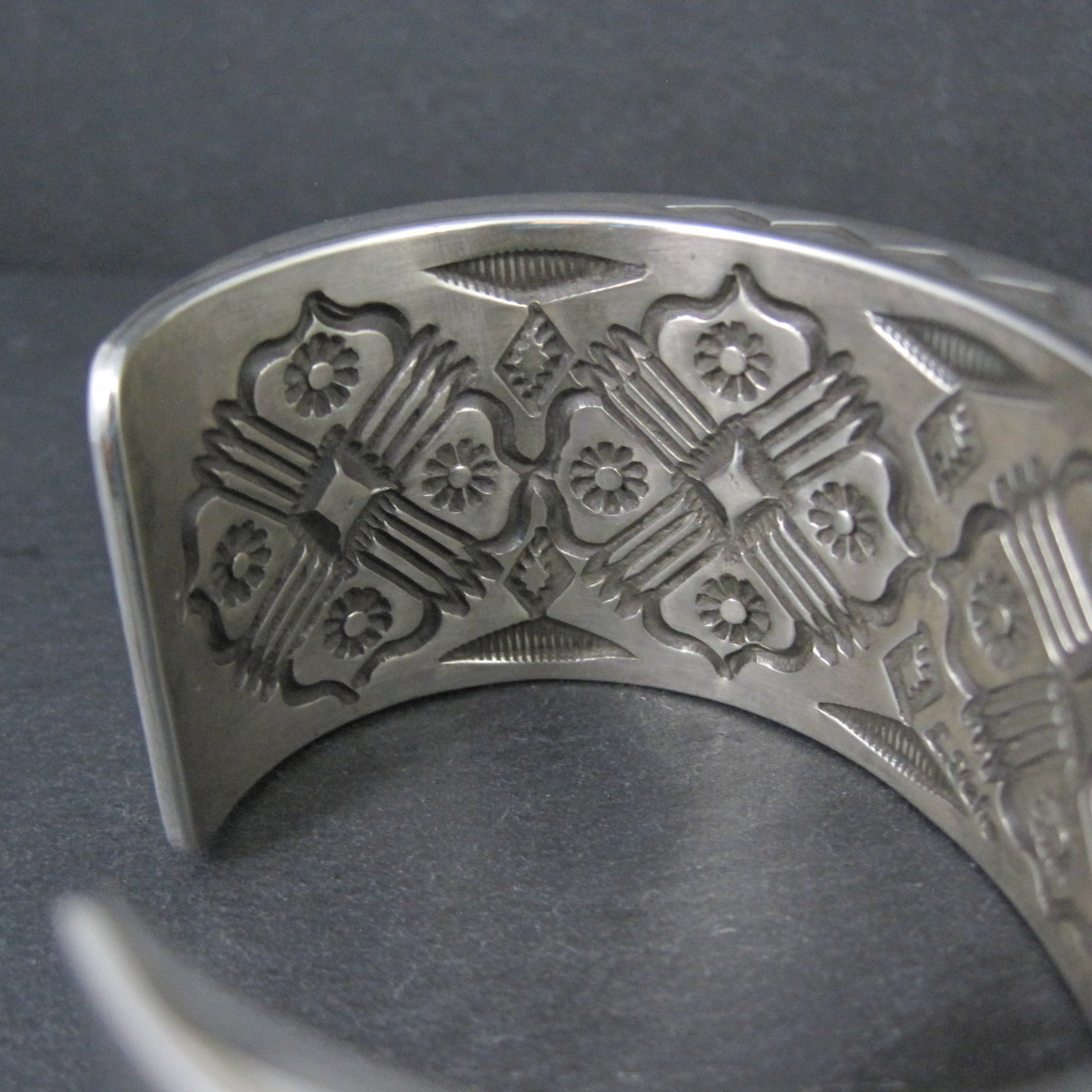 Heavy Thick Native American Sterling Cuff Bracelet 7 Inches Navajo Leander Tahe One of A Kind