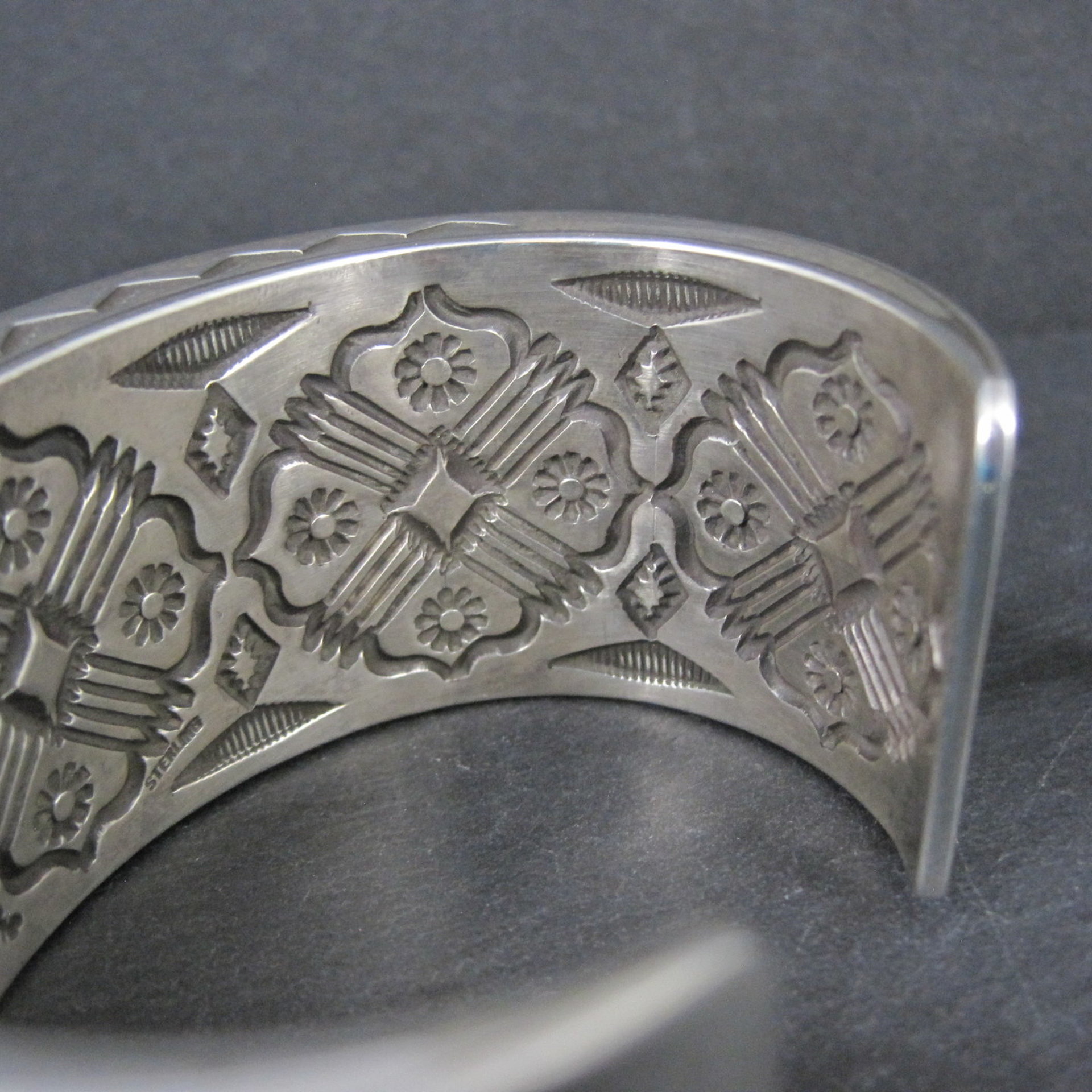 Heavy Thick Native American Sterling Cuff Bracelet 7 Inches Navajo Leander Tahe One of A Kind