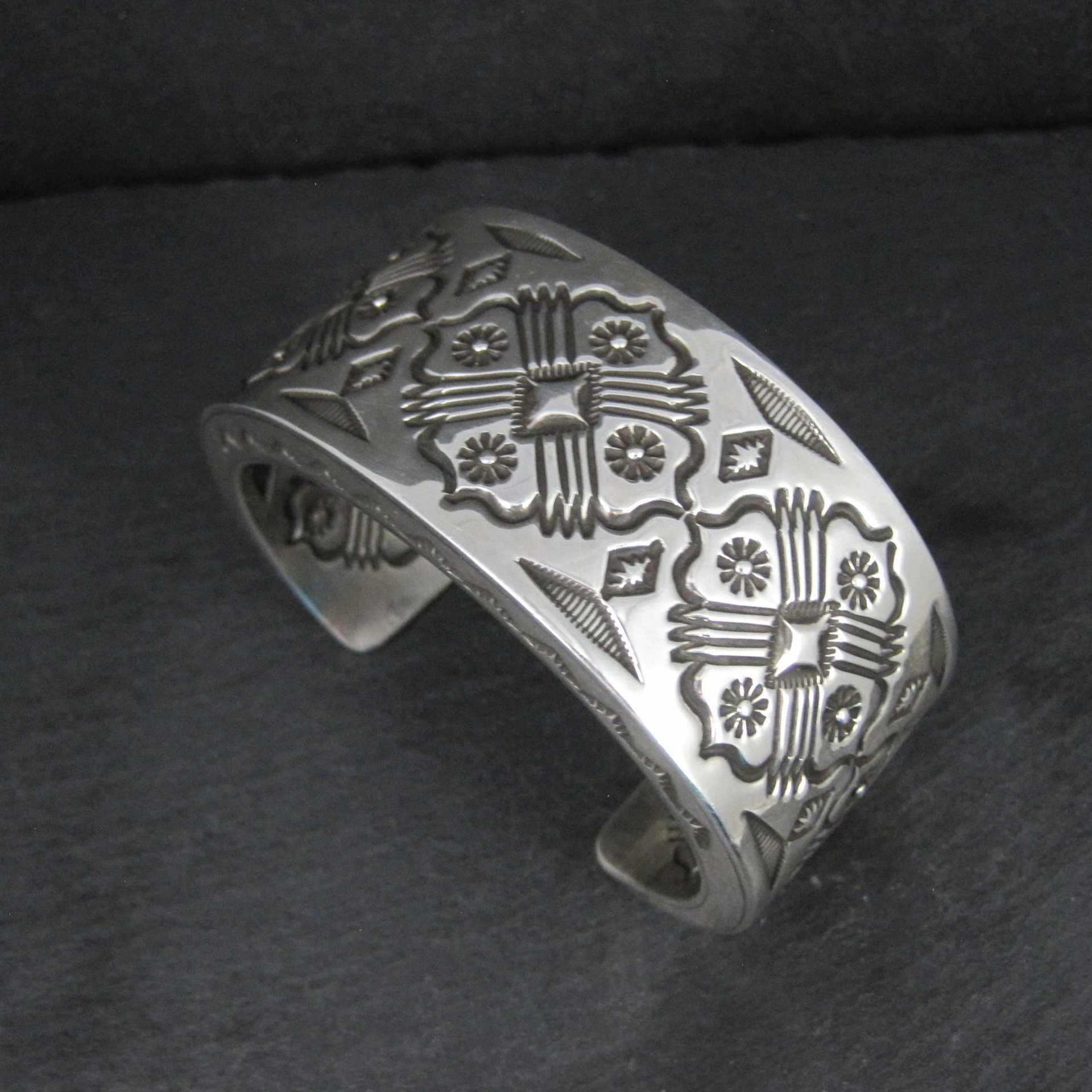 Heavy Thick Native American Sterling Cuff Bracelet 7 Inches Navajo Leander Tahe One of A Kind