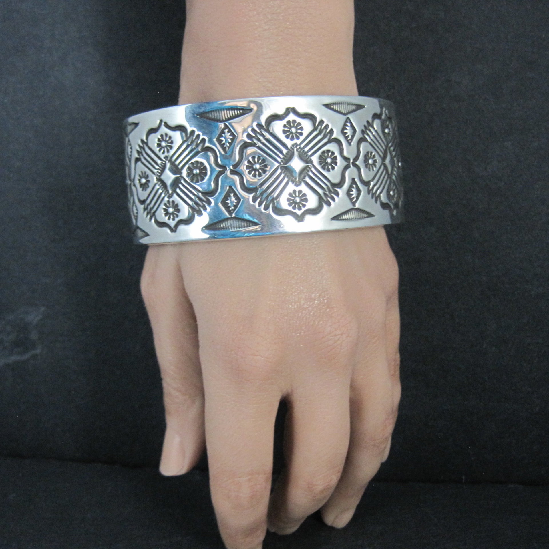 Heavy Thick Native American Sterling Cuff Bracelet 7 Inches Navajo Leander Tahe One of A Kind