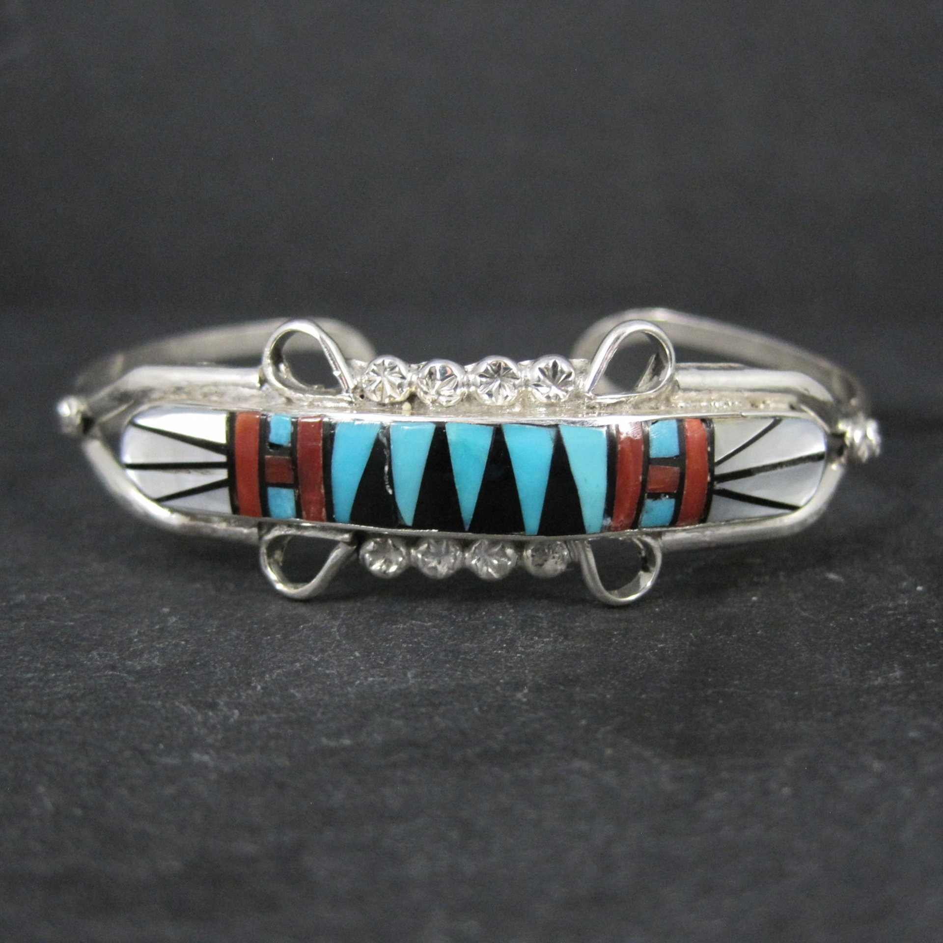Dainty Zuni Inlay Cuff Bracelet 6.25 Inches
