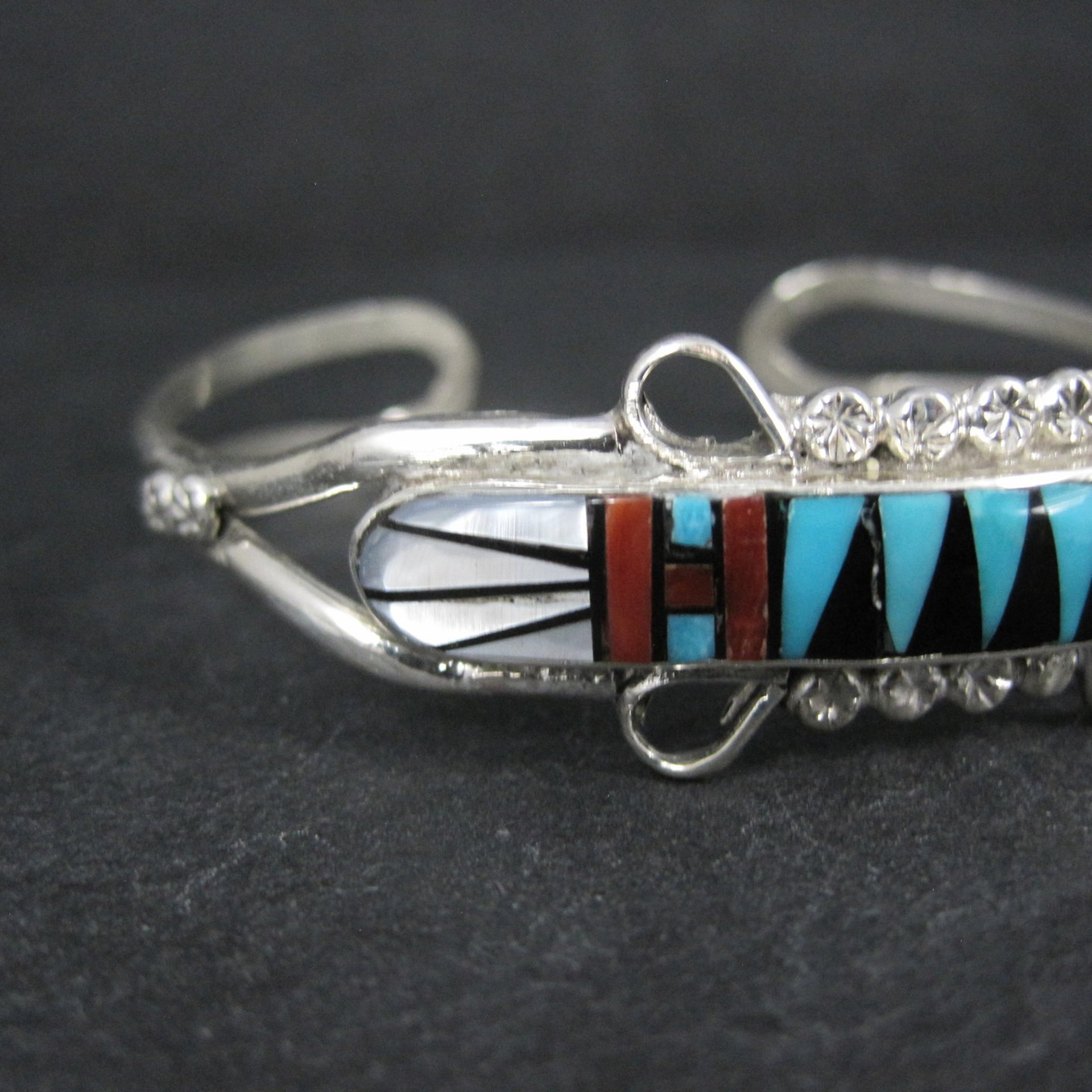 Dainty Zuni Inlay Cuff Bracelet 6.25 Inches