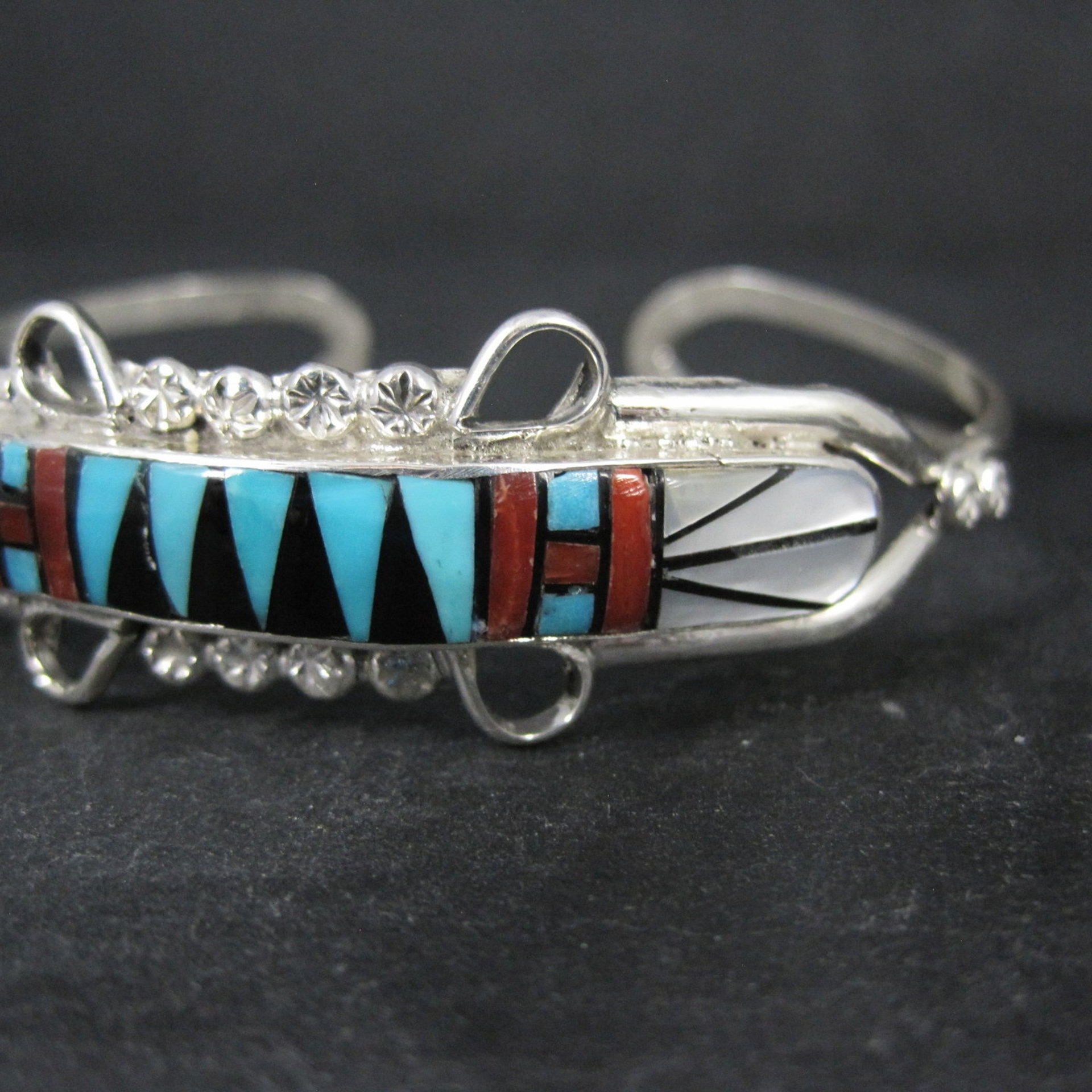 Dainty Zuni Inlay Cuff Bracelet 6.25 Inches