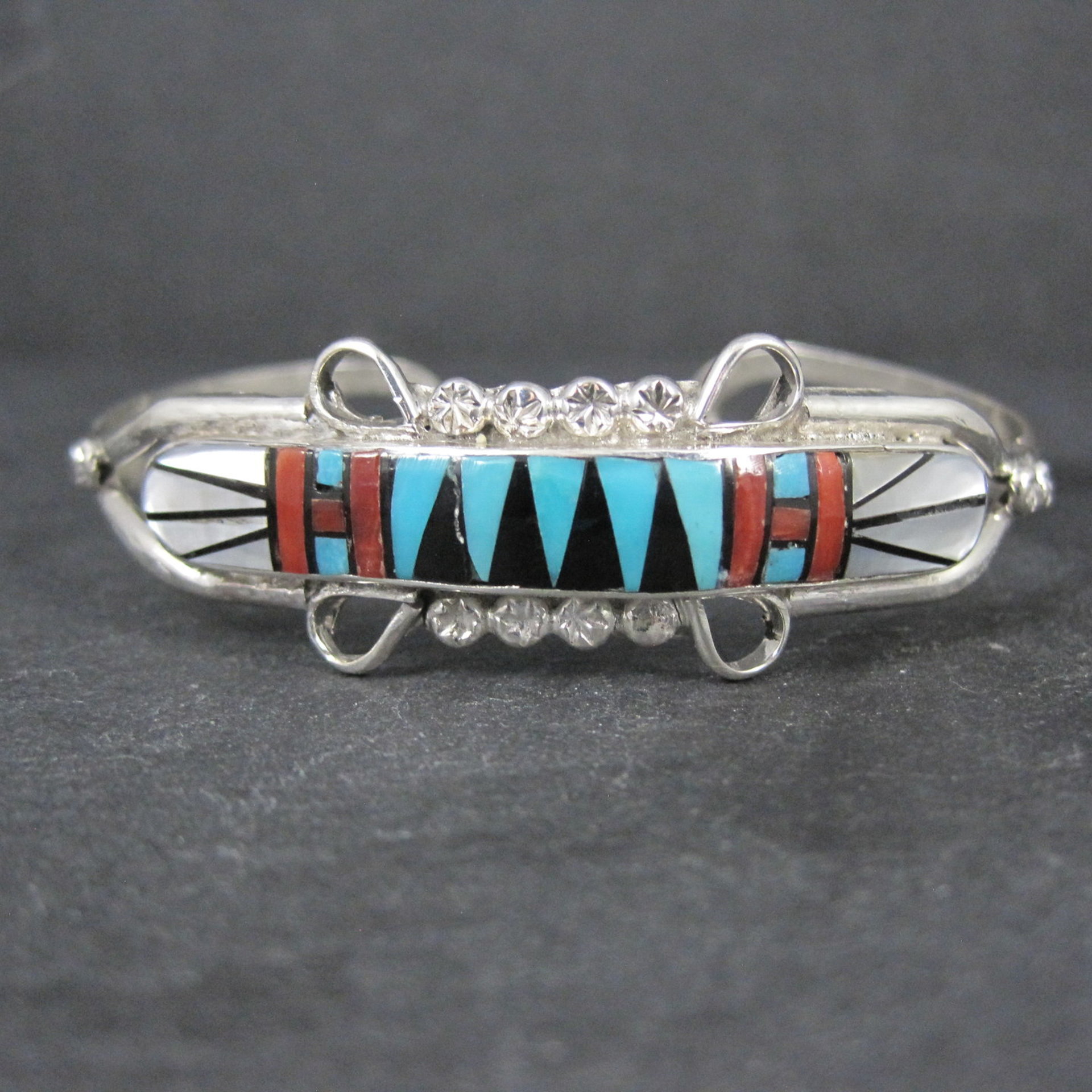 Dainty Zuni Inlay Cuff Bracelet 6.25 Inches
