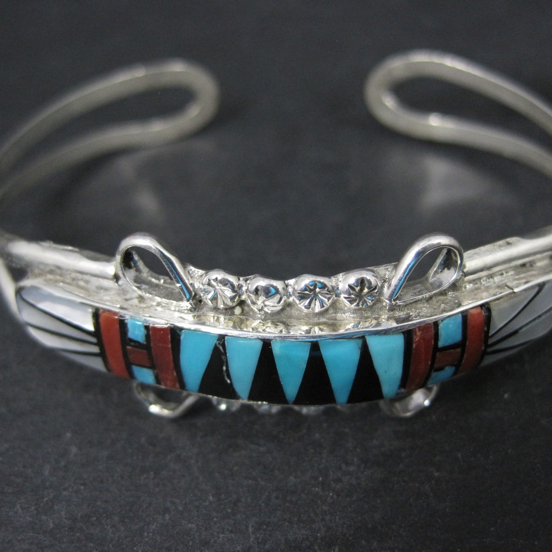 Dainty Zuni Inlay Cuff Bracelet 6.25 Inches