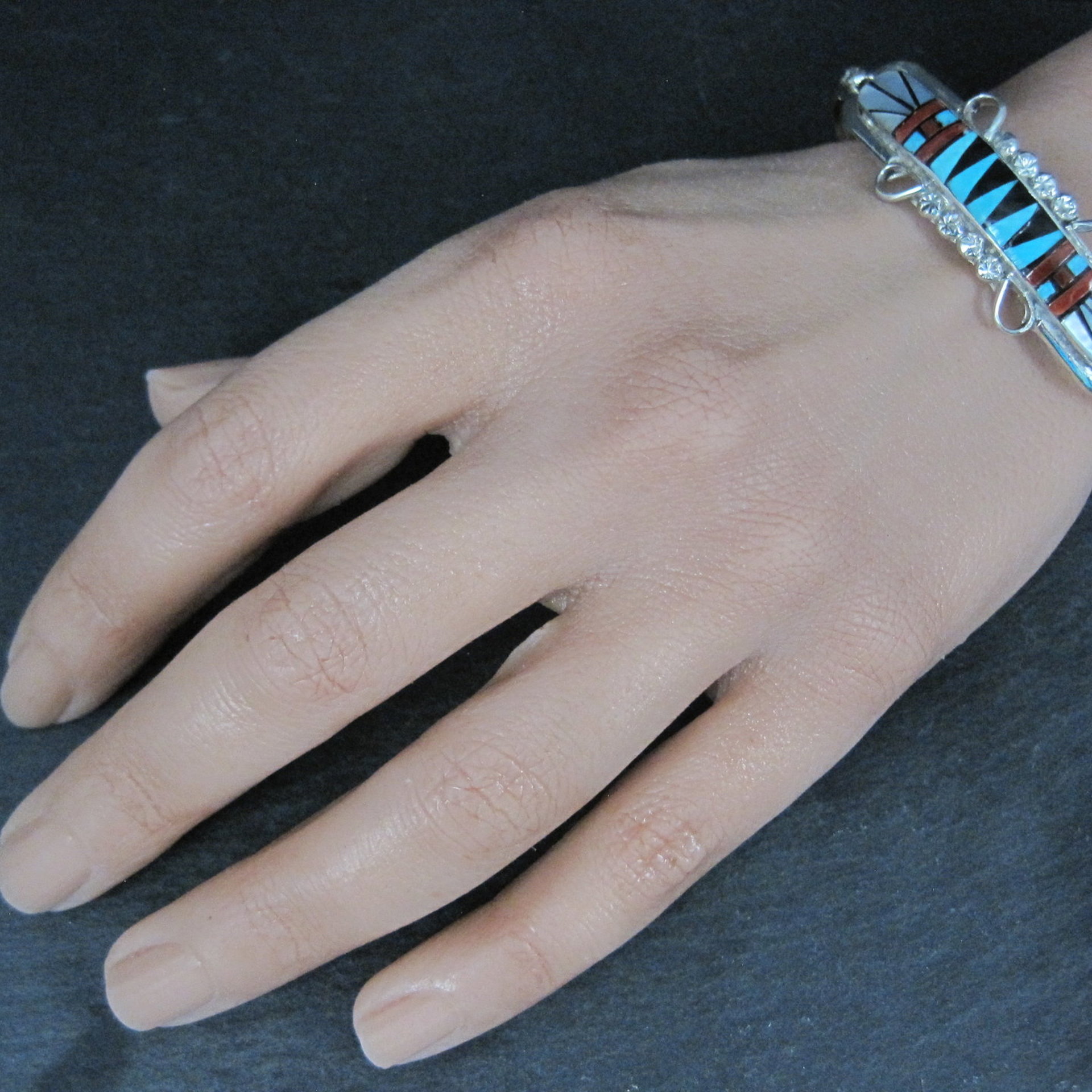 Dainty Zuni Inlay Cuff Bracelet 6.25 Inches