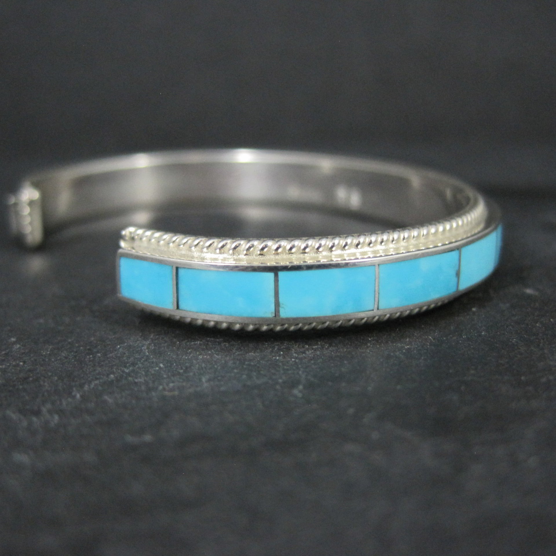 Native American Turquoise Inlay Cuff Bracelet 6 Inches Zuni