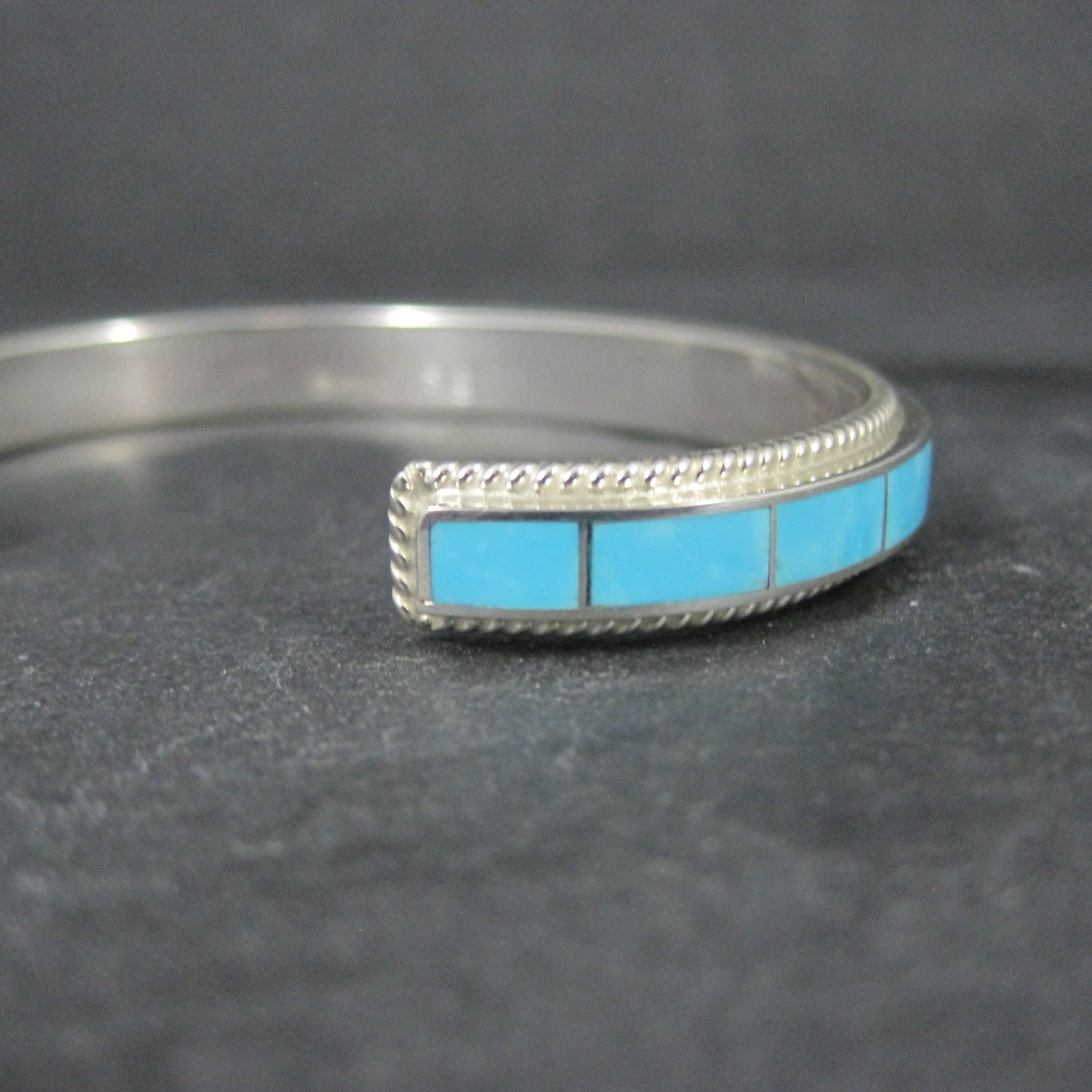 Native American Turquoise Inlay Cuff Bracelet 6 Inches Zuni