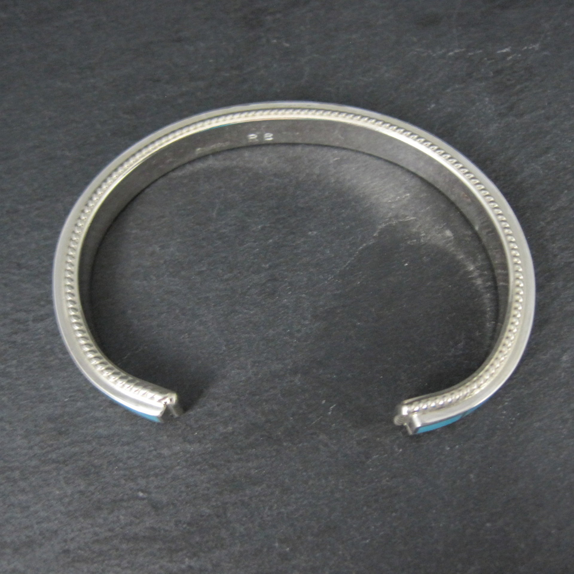 Native American Turquoise Inlay Cuff Bracelet 6 Inches Zuni